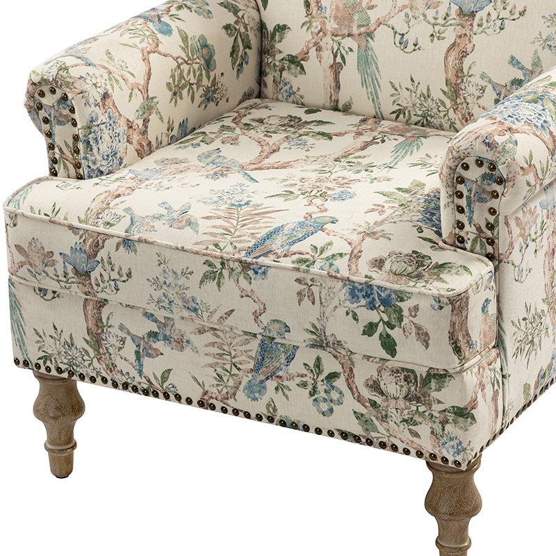 Raphael Farmhouse Armchair with Wooden Legs - Sturdy Frame Accent Chair for Living Room, Bedroom & Office (Multiple Styles Available)