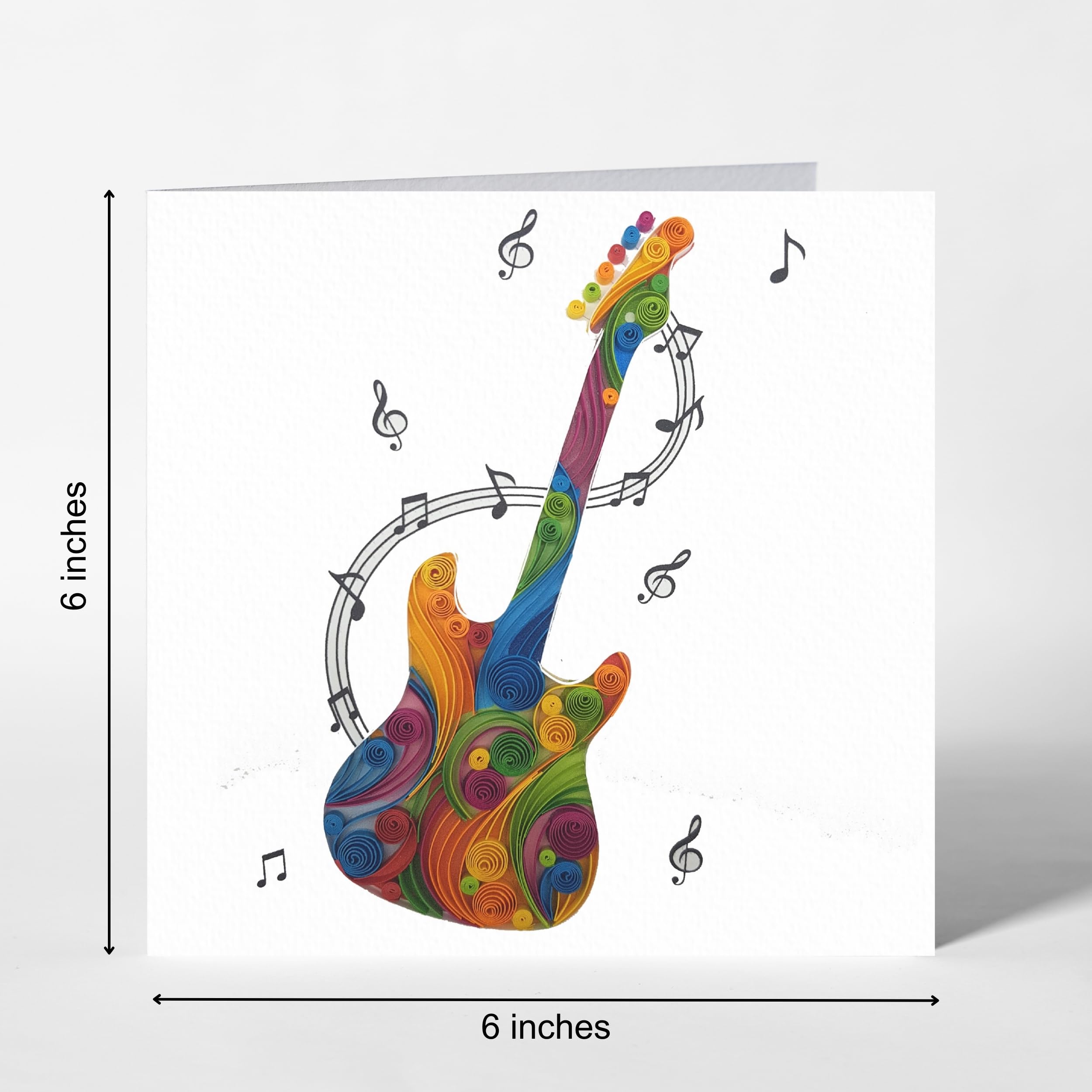 3D Quilled Electric Guitar Greeting Card with Music Note Design - Handmade Birthday, Thank You, Father's Day Gift for Friends, Mom & Loved Ones (Includes Envelope) | Perfect for Musicians, Music Lovers & Special Occasions