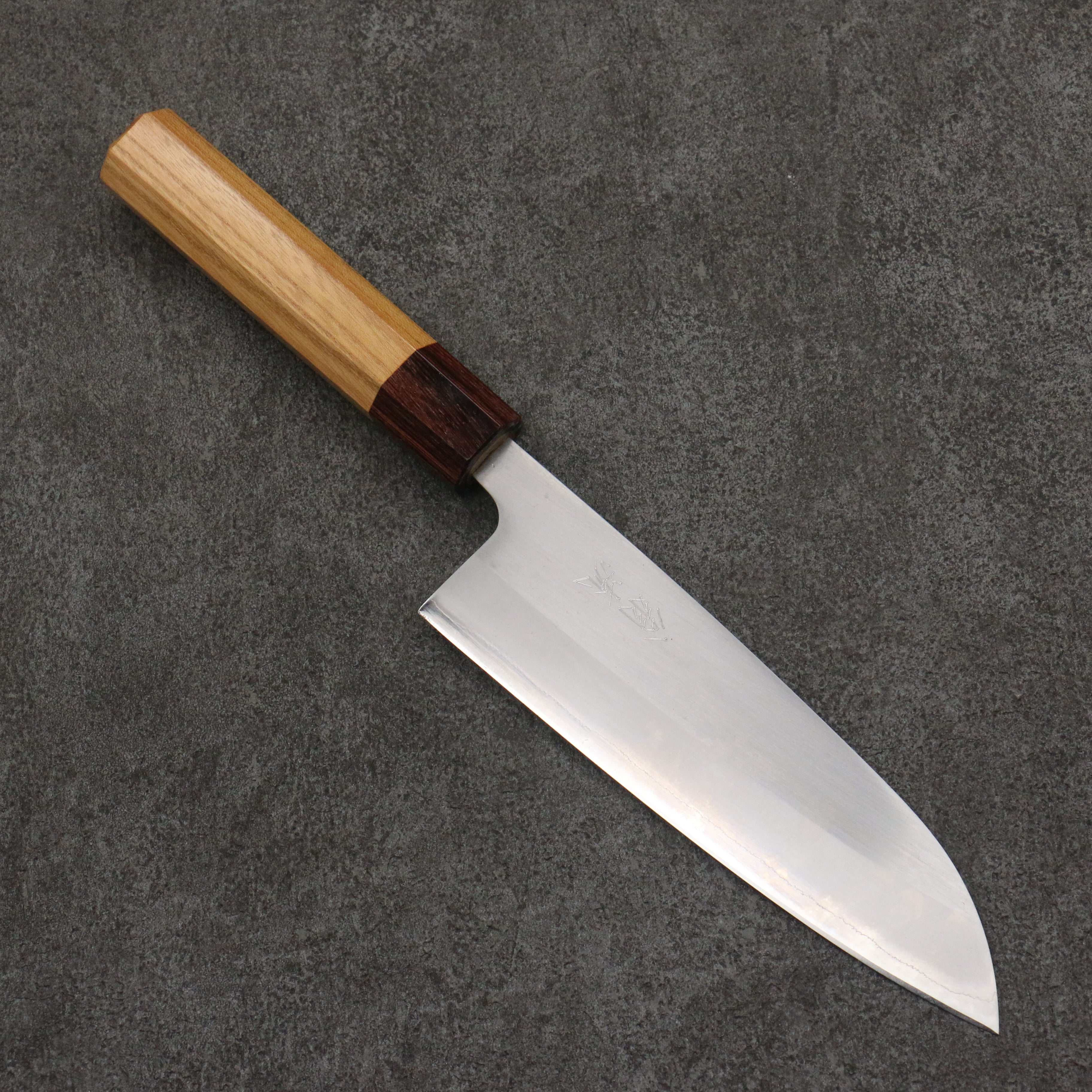 Premium Oul White Steel No.1 Santoku Knife 165mm with Japanese Elm Handle - Professional Kitchen Knife for Slicing, Dicing & Chopping Vegetables, Meat & Fish