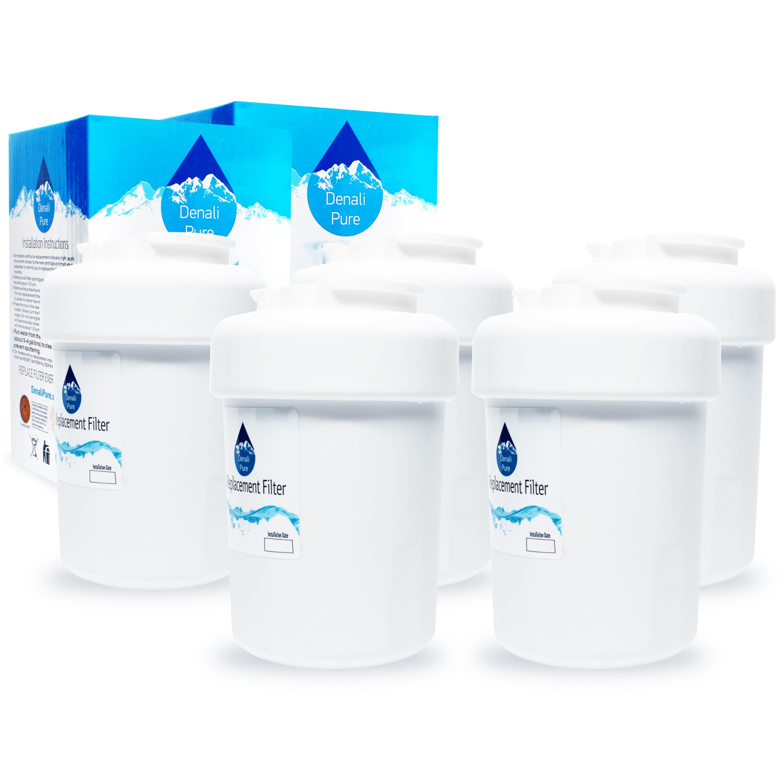 5-Pack GE MWF/MWFP Refrigerator Water Filter Replacement - Compatible with General Electric PSS25SGMDBS, Fridge Water Filter Cartridge for Clean Drinking Water - Perfect for Home, Office & RV Use