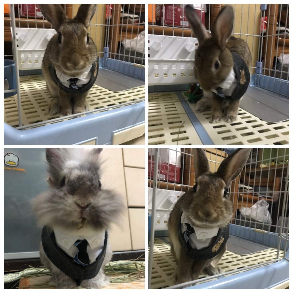 Stylish Adjustable Bunny Rabbit Clothes Collar - Striped Bandana Tie with Safety Buckle & Button Decor for Formal Pet Suits | Perfect for Bunny, Kitten, Cat, Puppy & Small Animals | Ideal for Pet Walking, Parties & Photo Shoots