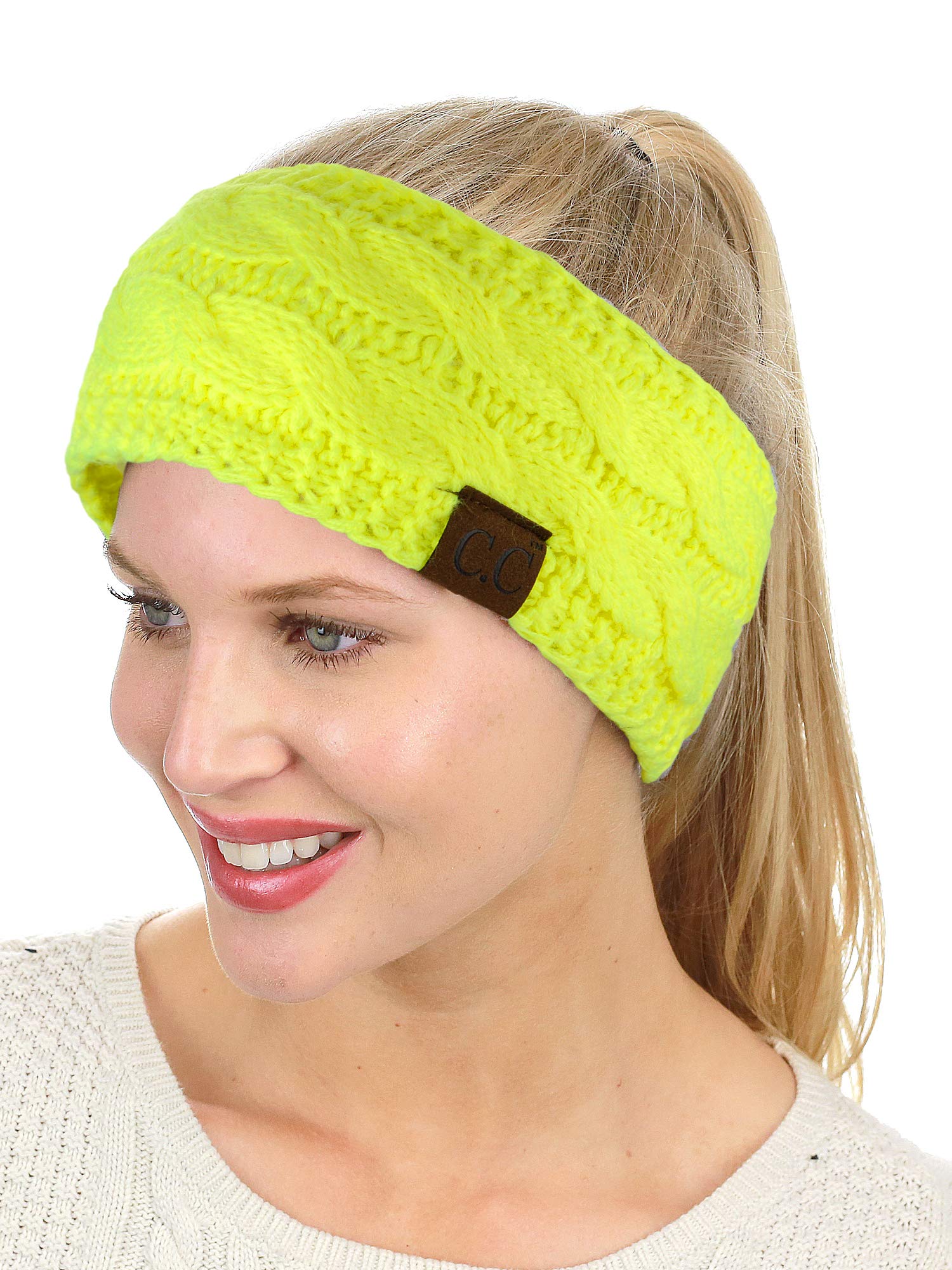 Soft Stretch Winter Warm Cable Knit Fuzzy Lined Ear Warmer Headband for Women & Men - Cozy Cold Weather Accessory for Skiing, Running, Hiking & Outdoor Activities