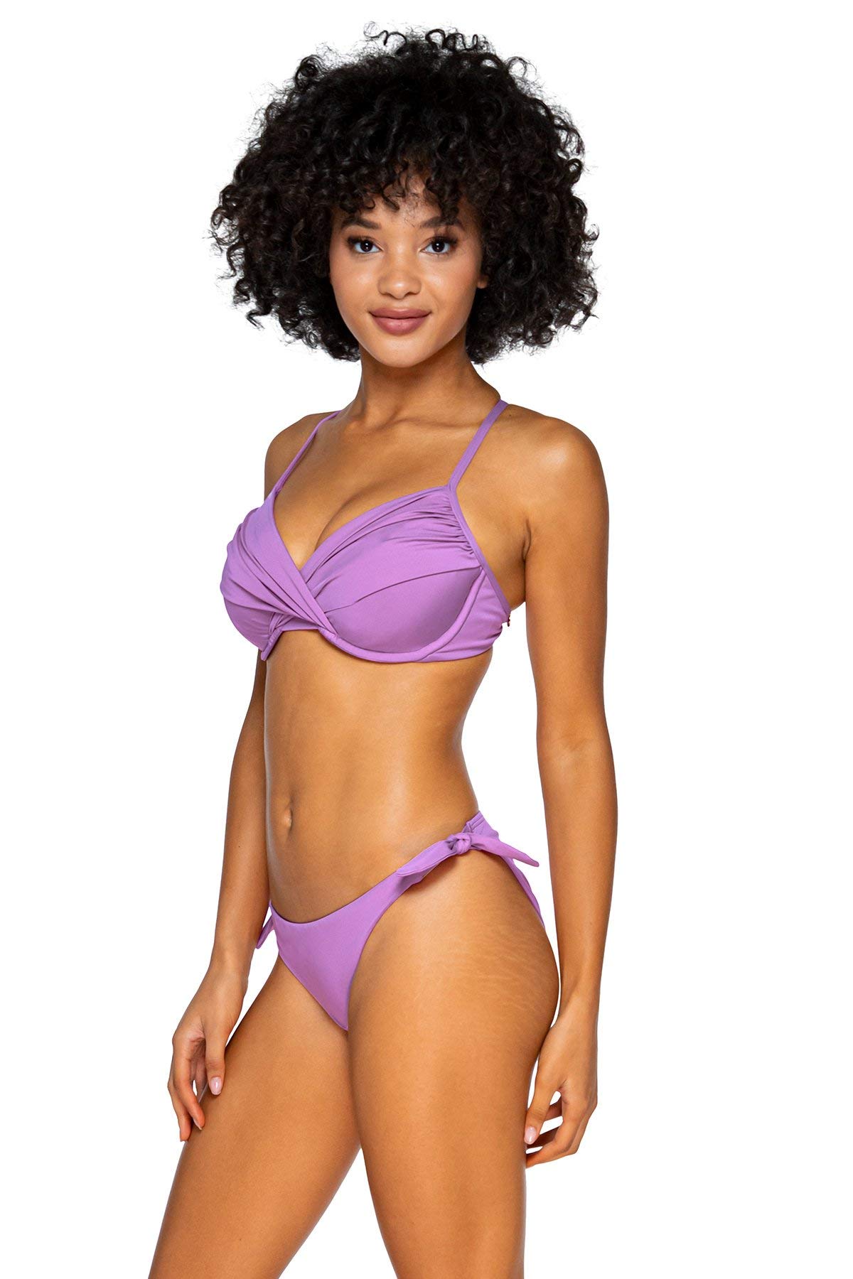 Women's Crossroads D & DD Bikini Top Swimsuit with Underwire Support - Floral Iris Print - 34D Bra Size - Perfect for Beach Vacations & Poolside Relaxation