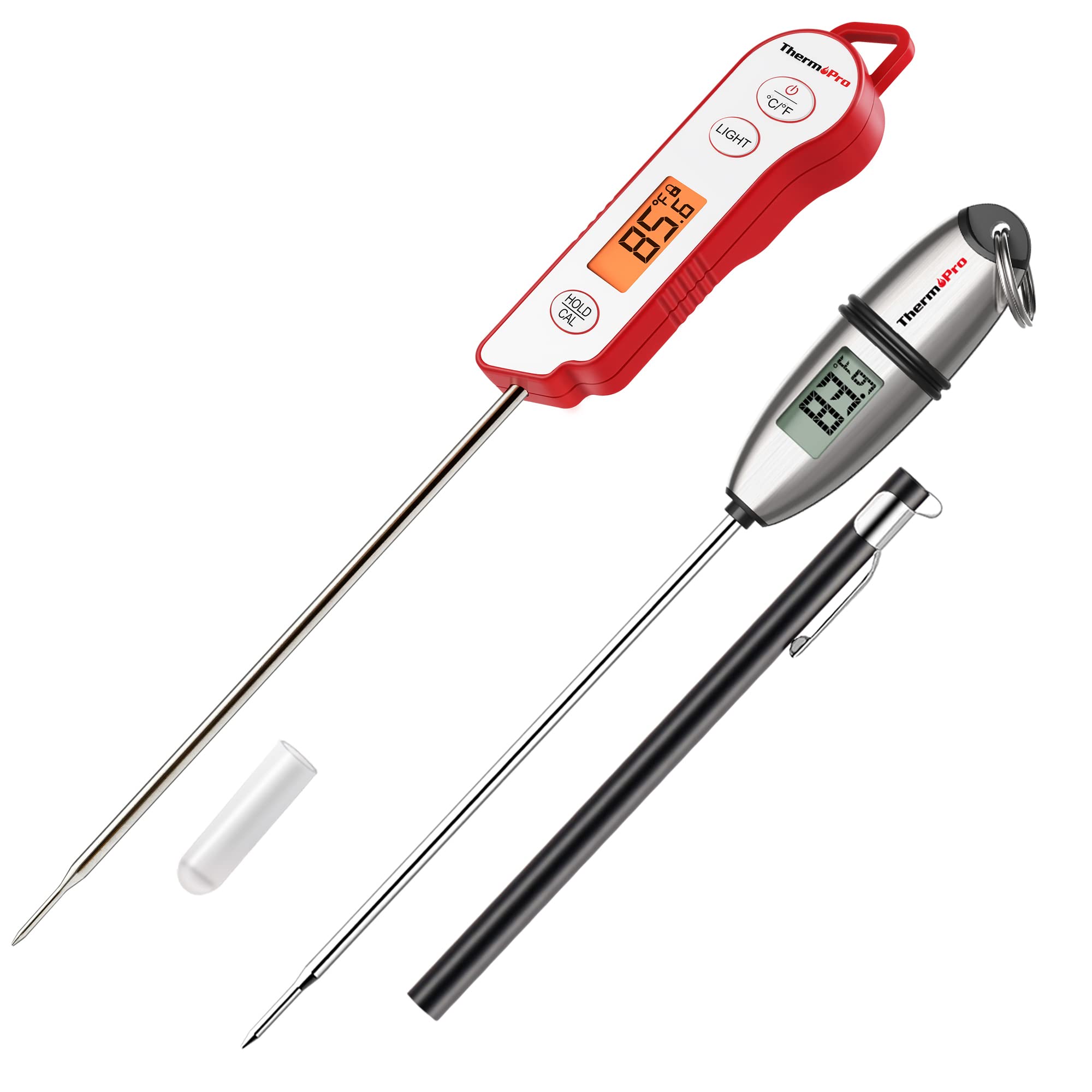ThermoPro TP-02S & TP15 Digital Instant Read Meat Thermometer Set - Waterproof Cooking Thermometer for Grilling, BBQ, Baking, and Kitchen Use