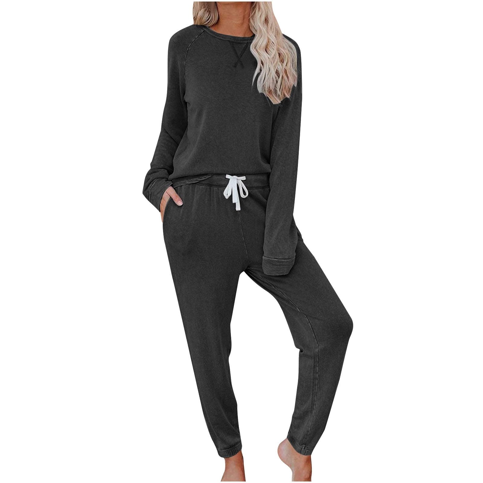 Women's 2-Piece Lounge Set - Long Sleeve Pullover Sweatshirt & Jogger Pants Comfy Tracksuit Outfit | Perfect for Yoga, Home Relaxing & Casual Wear