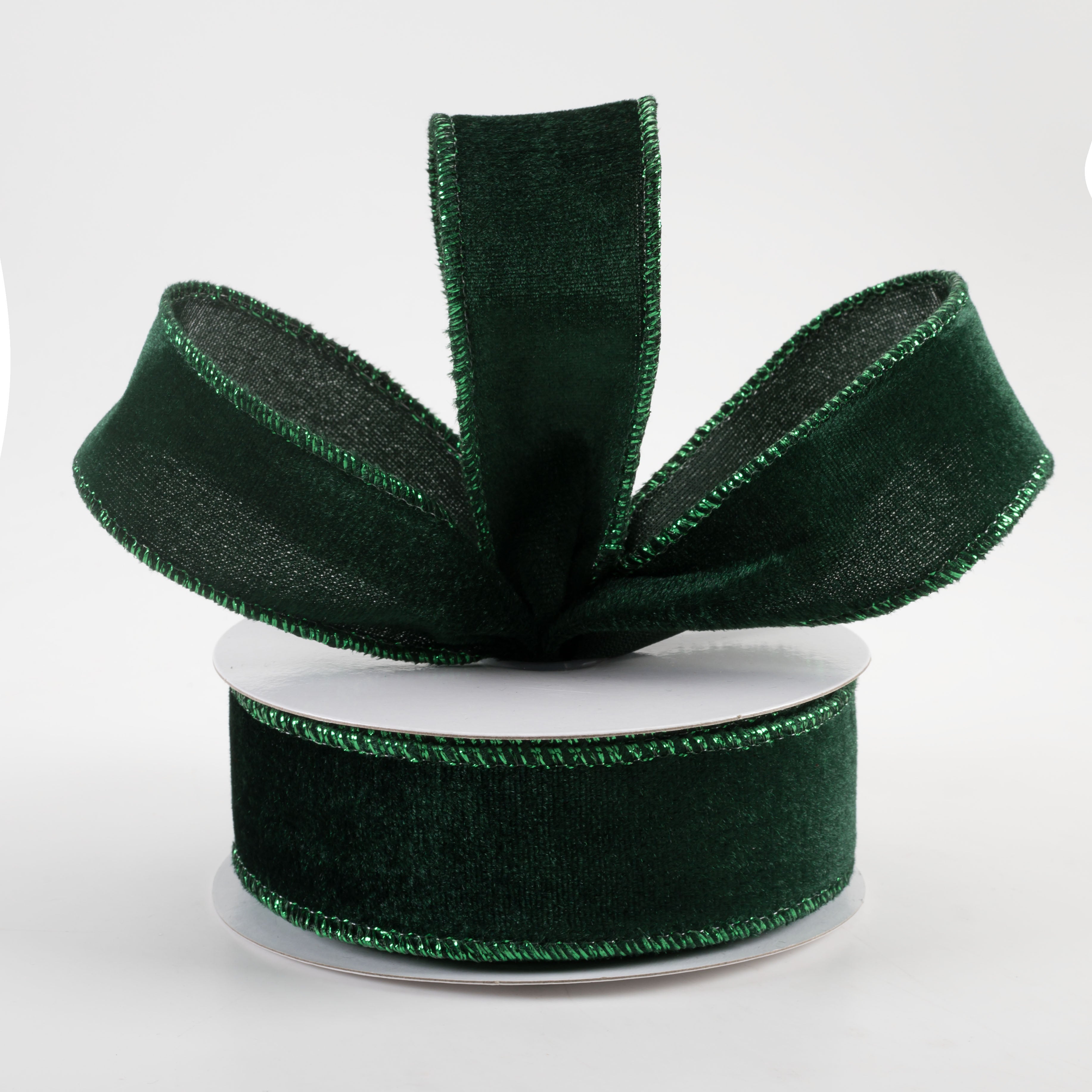 1.5 Inch Lush Velvet Metallic Edge Ribbon - Emerald Green (10 Yards) for Gift Wrapping, Wedding Decorations, DIY Crafts and Party Supplies