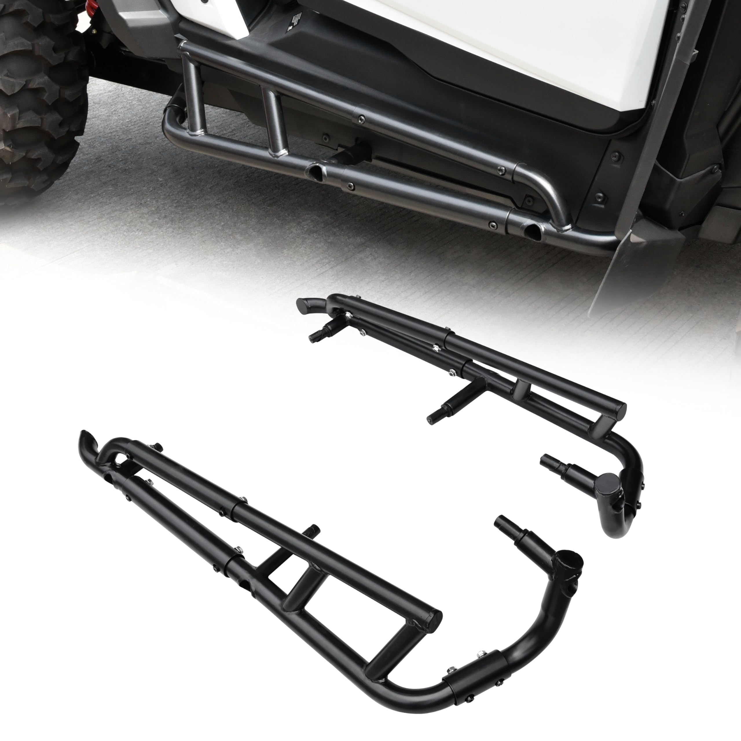 Polaris RZR XP 1000 Nerf Bars & Rock Sliders (2024-2025) - Heavy Duty Steel Side Steps with Low Profile Tree Kickers | Side Bumper Protection Frame for Off-Road Adventures | Compatible with 2-Seater Models