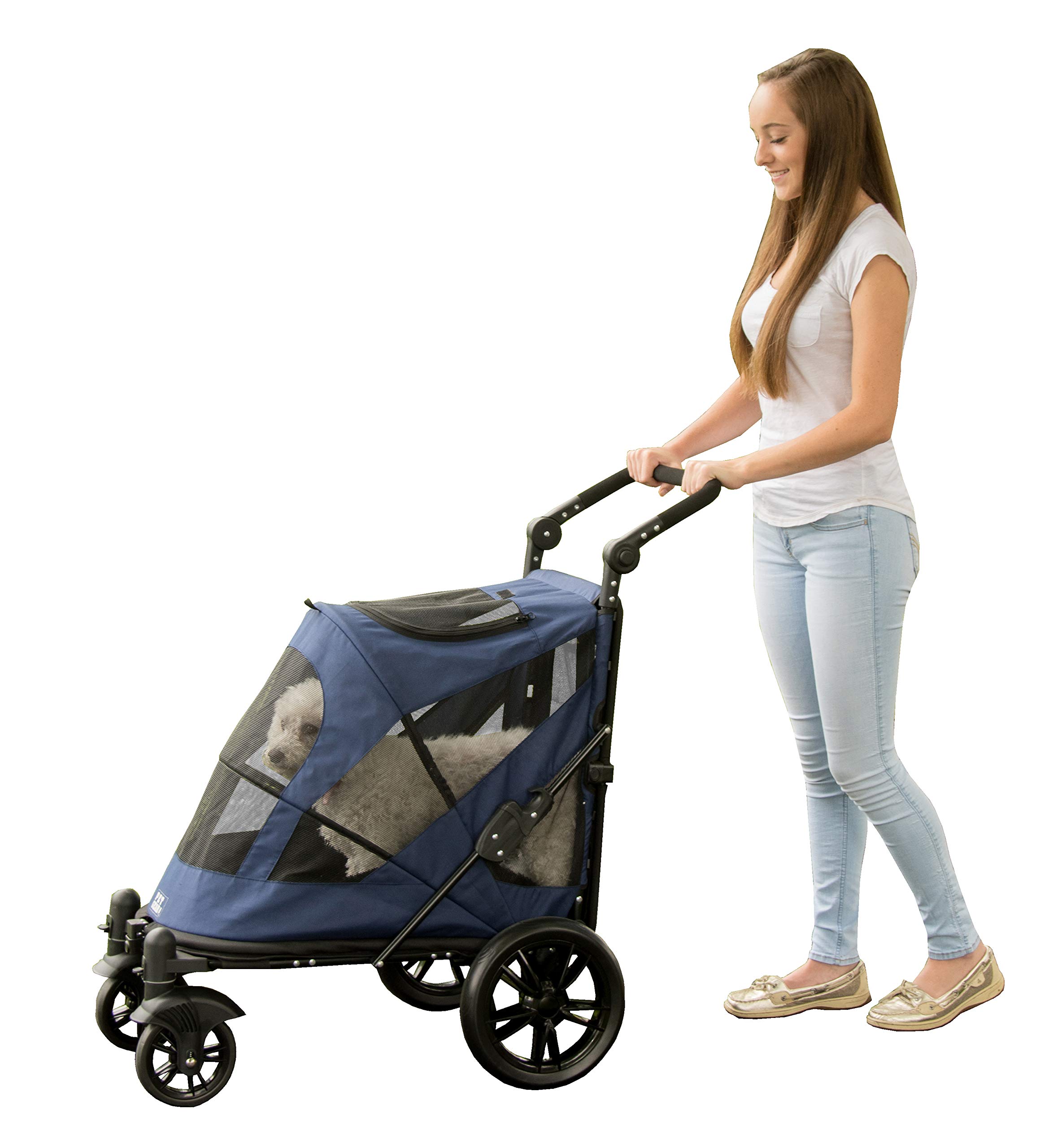 Pet Gear NO-Zip Pet Stroller with Dual Entry - Zipperless Design for Easy In/Out for Dogs & Cats - No Lifting Needed with Gel-Filled Tires (4 Colors) - Perfect for Vet Visits, Park Walks & Shopping Trips