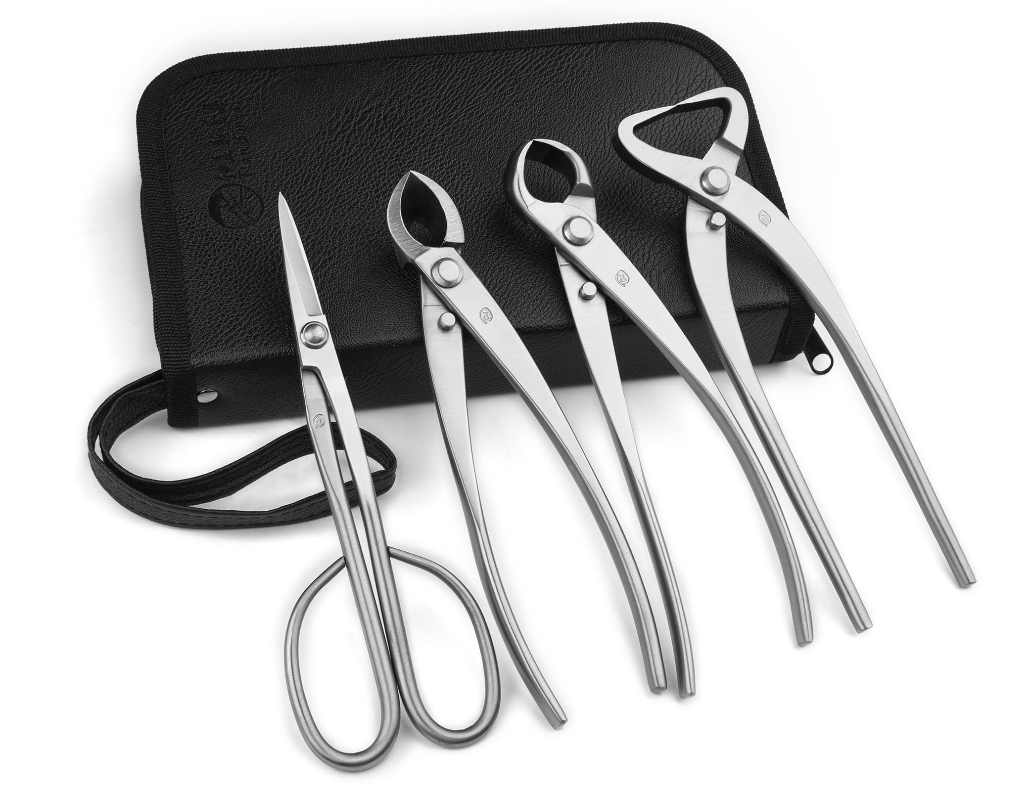 Premium 4-Piece Bonsai Tool Kit - Concave Cutter, Straight Edge Cutter, Trunk Splitter & Bonsai Scissors with Carrying Bag | Perfect for Pruning, Shaping & Maintaining Miniature Trees | Ideal Gift for Gardeners & Bonsai Enthusiasts