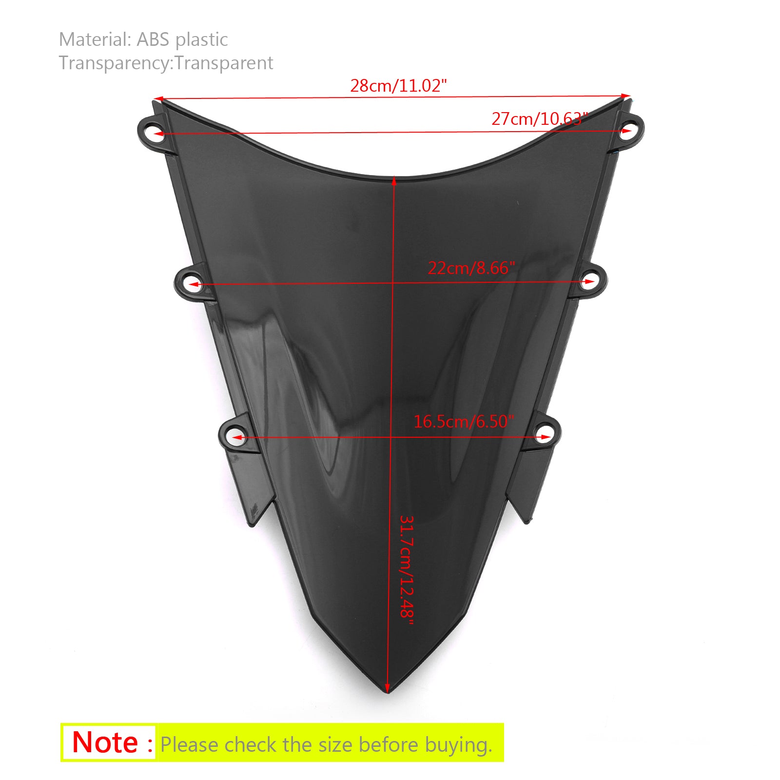 1 Piece Motorcycle ABS Windscreen Windshield for Honda CBR500R (2016-2018) - Universal Fit, Durable Protection for Enhanced Riding Comfort & Style | Perfect for Highway Cruising & Daily Commutes