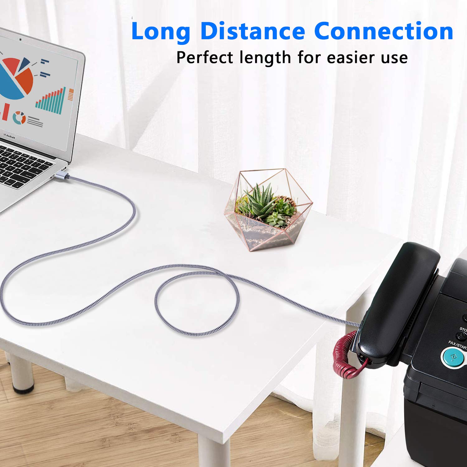 20ft USB 2.0 Printer Cable - High Speed A Male to B Male Scanner Cord for HP, Canon, Epson, Dell, Brother, Lexmark | Perfect for Home Office & Business Printing Needs