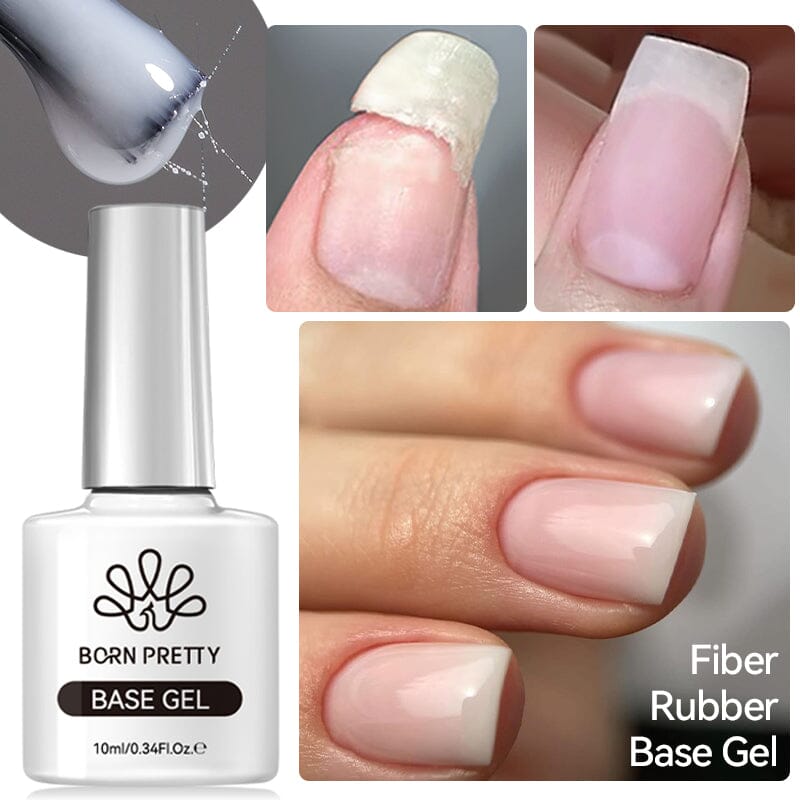 FB01 Clear Fiber Rubber Base Gel 10ml - Professional Nail Extension & Strengthening for Salon & Home Use