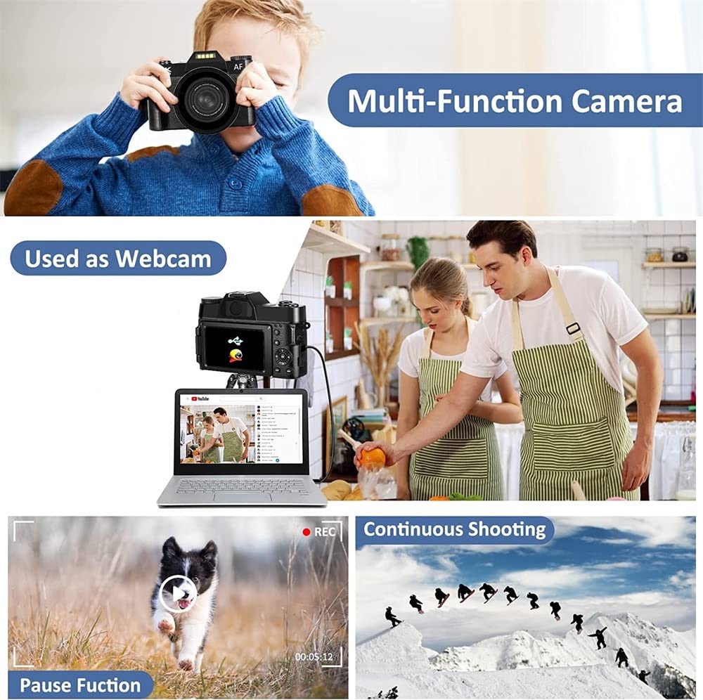 4K Flip Screen Camera - 48MP Vlog Camcorder with Macro Lens for YouTube & Travel