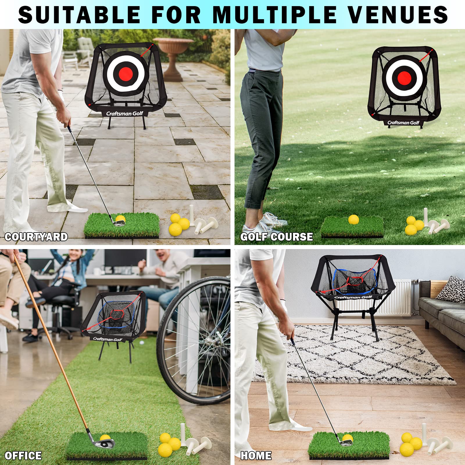 Premium Golf Practice Chipping Net with Realistic Grass Mat - Indoor & Outdoor Training Aid for Backyard, Driving Range & Home Use - Includes Golf Accessories