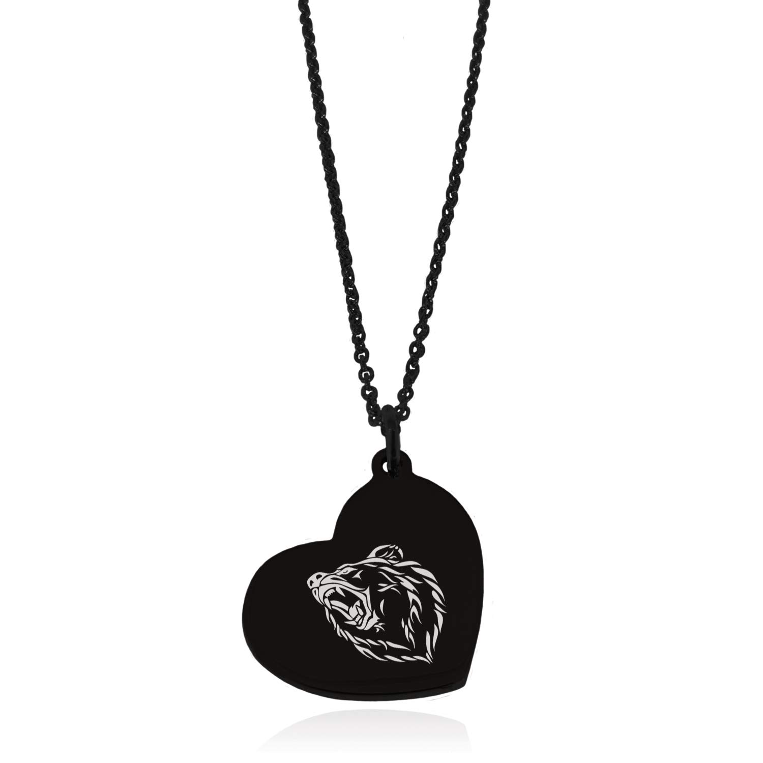 Stainless Steel Bear Floating Heart Tag Charm Pendant Necklace for Women - Dainty Animal Jewelry Gift for Girlfriend, Wife, Daughter - Perfect for Valentine's Day, Anniversary & Everyday Wear