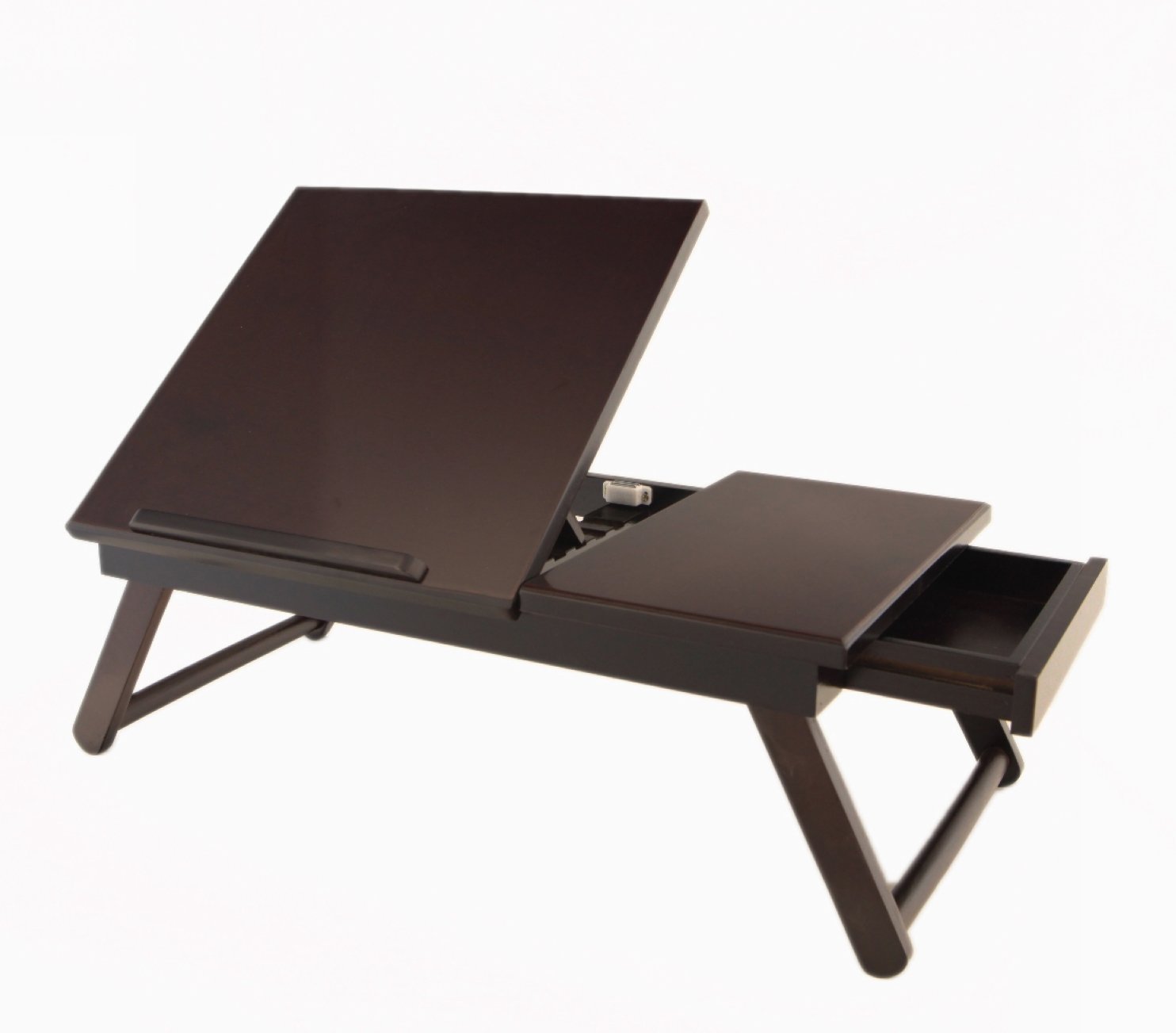 Frenchi Furniture Lap Desk - Dark Cherry Wood Laptop Tray for Bed, Couch & Home Office - Portable & Lightweight Workspace Solution