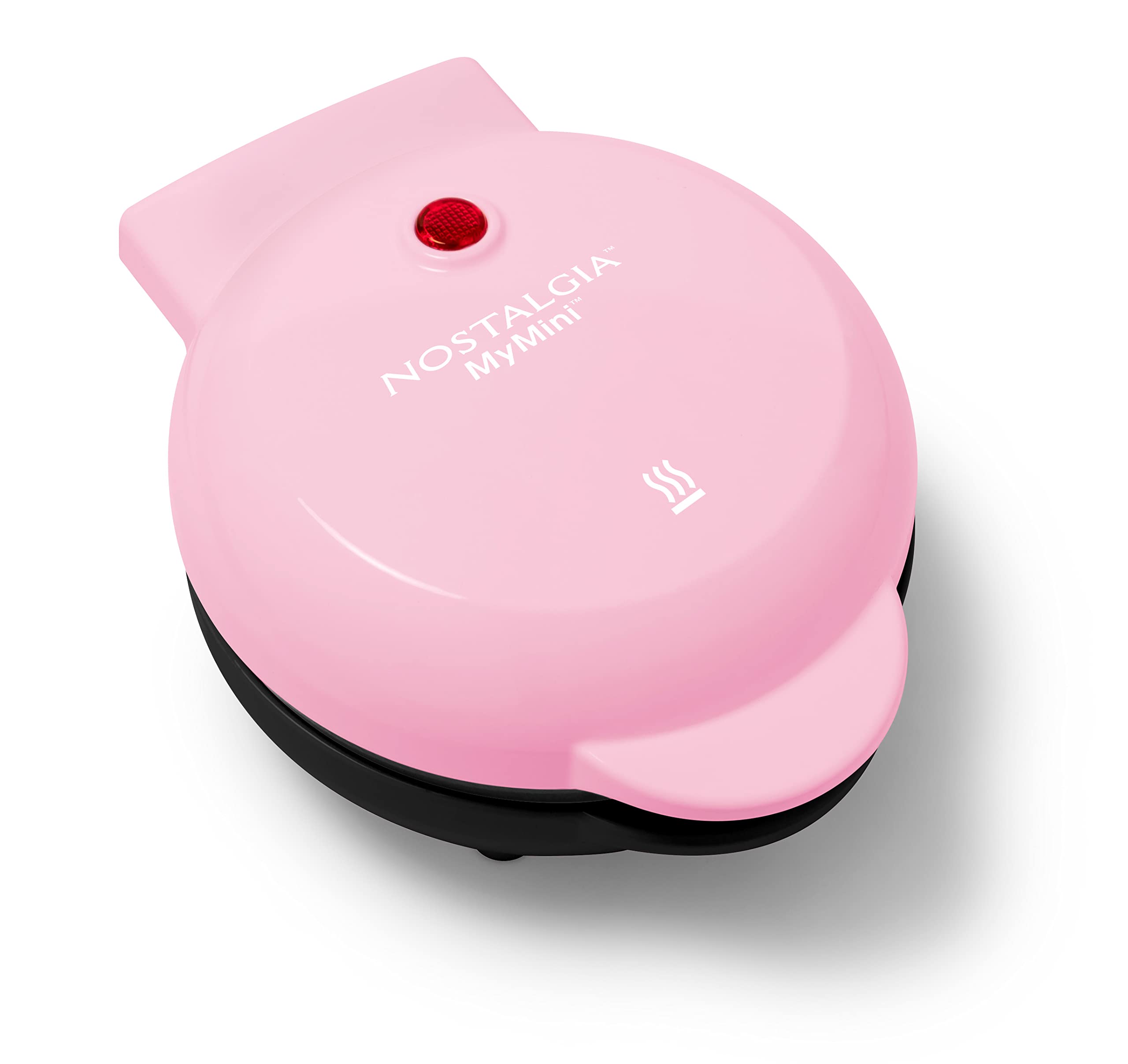 Nostalgia MyMini Personal Electric Waffle Maker - 5 Inch Non-Stick Cooking Surface for Waffles, Hash Browns, French Toast, Grilled Cheese, Quesadillas, Brownies & Cookies - Compact Pink Waffle Iron for Breakfast, Snacks & Desserts - Perfect for Dorms, Offices & Small Kitchens