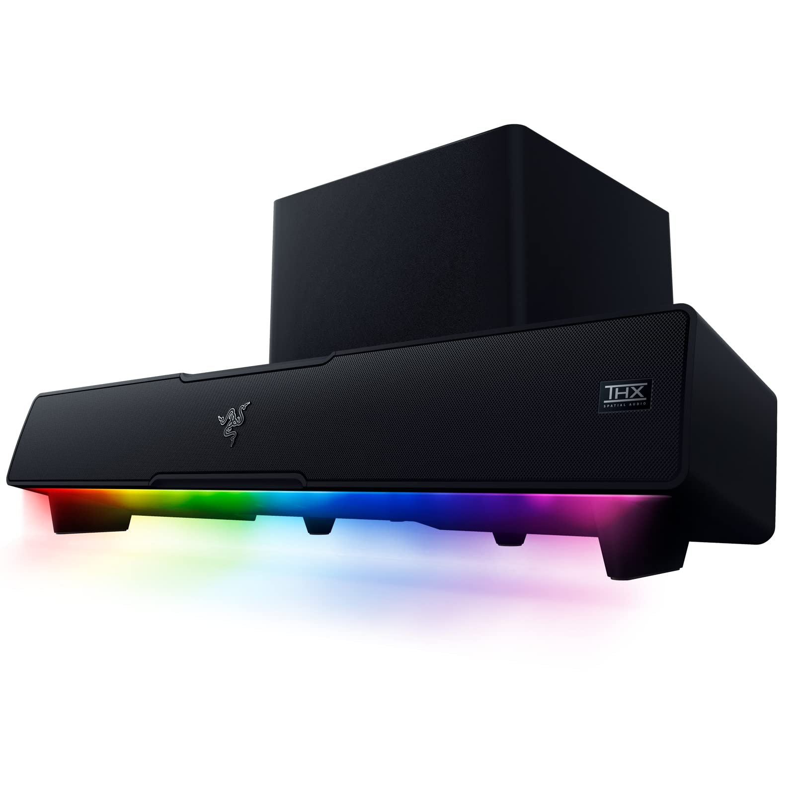 Razer Leviathan V2 Multi-Driver PC Gaming Soundbar with Subwoofer & Base Station V2 Chroma RGB Lighting - Non-Slip Rubber Base - Premium Audio for Gaming & Movies - Classic Black - Perfect for PC Gaming Setup & Home Theater System