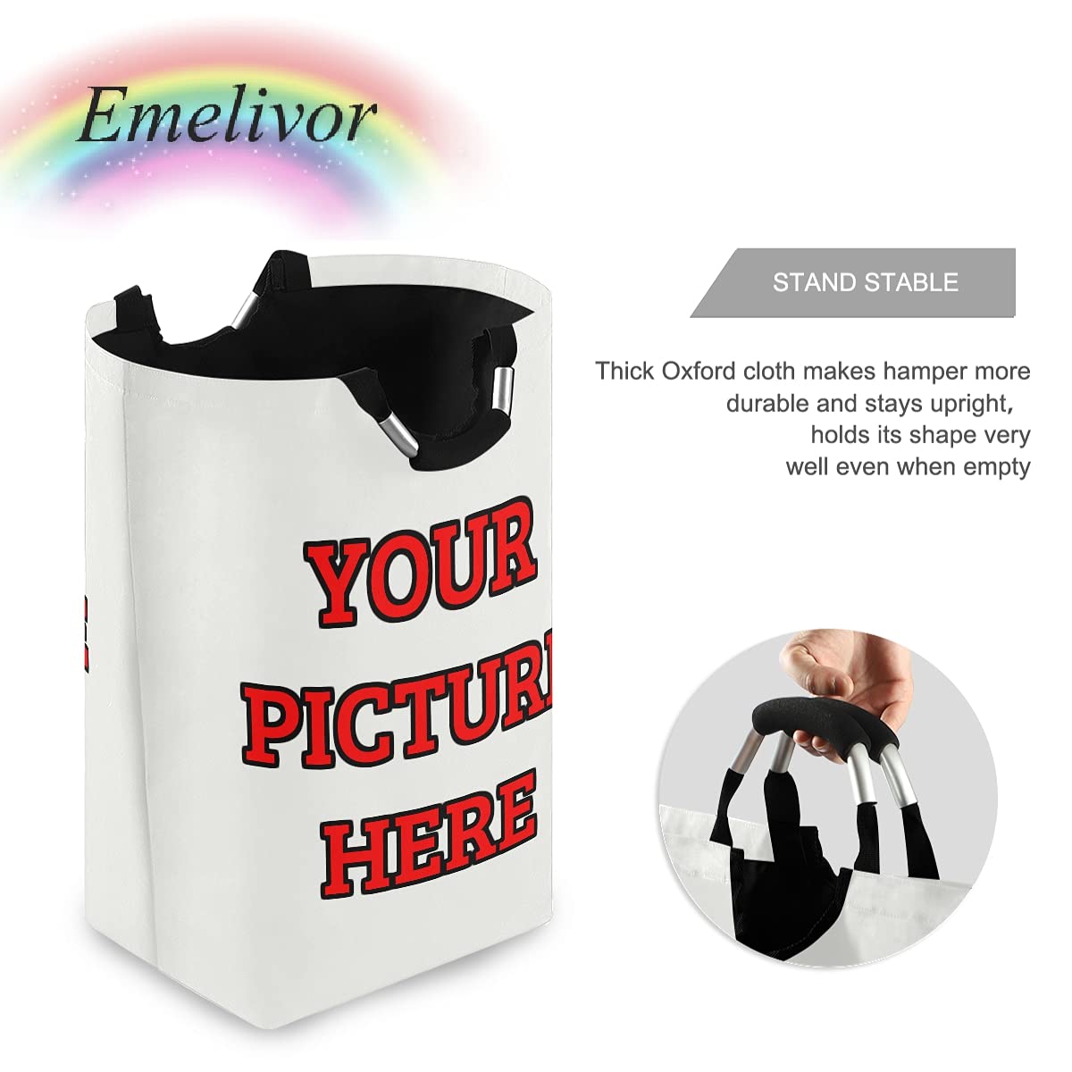 **Personalized Collapsible Laundry Hamper with Handles - Custom Photo Laundry Basket, Foldable & Waterproof for Laundry Room, Boys Dorm, Home Decor - Perfect for Gifts, College Dorm, and Small Spaces**