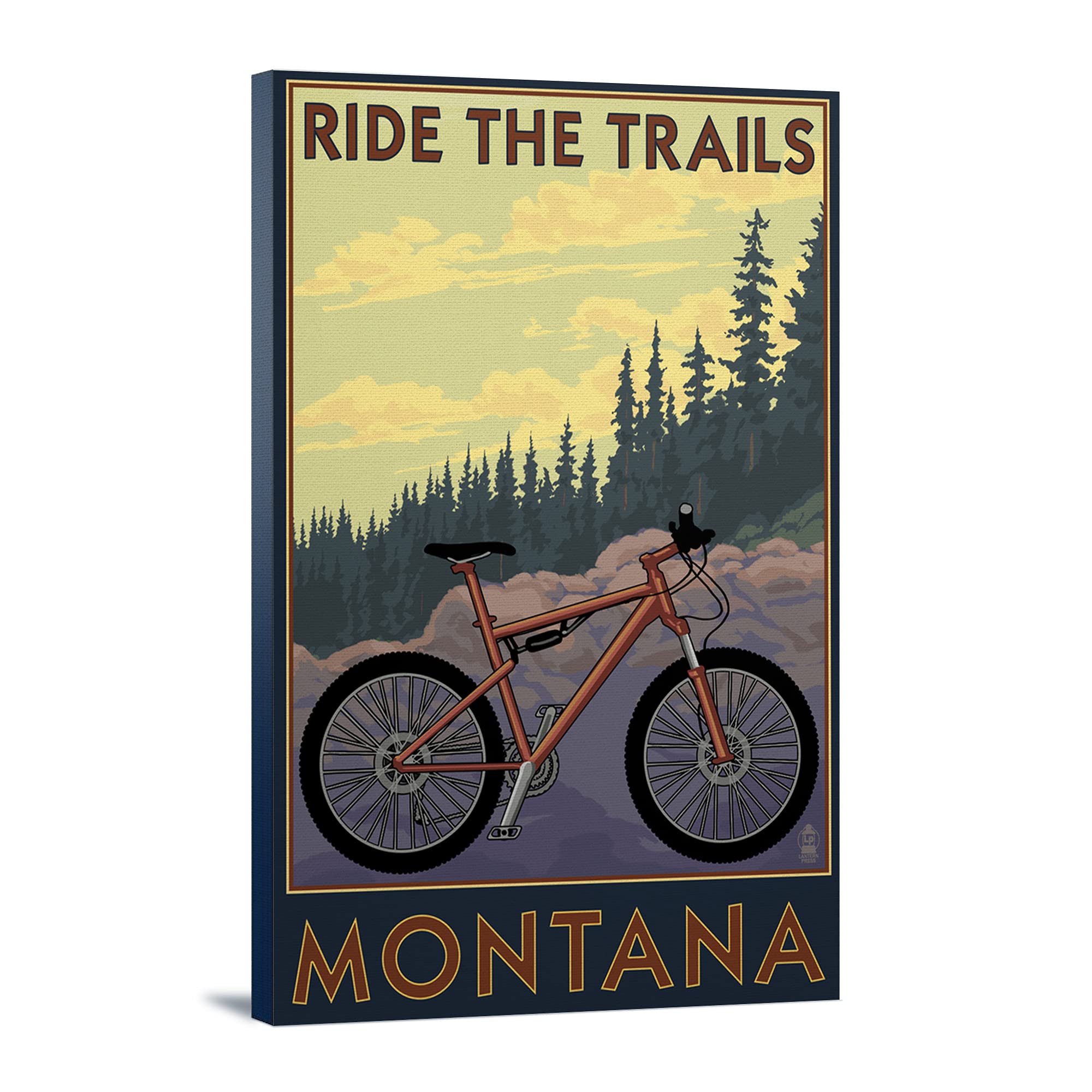 Lantern Press Montana 'Ride the Trails' 16x24 Wrapped Canvas Wall Art - Western Landscape Painting for Living Room, Bedroom & Office Decor