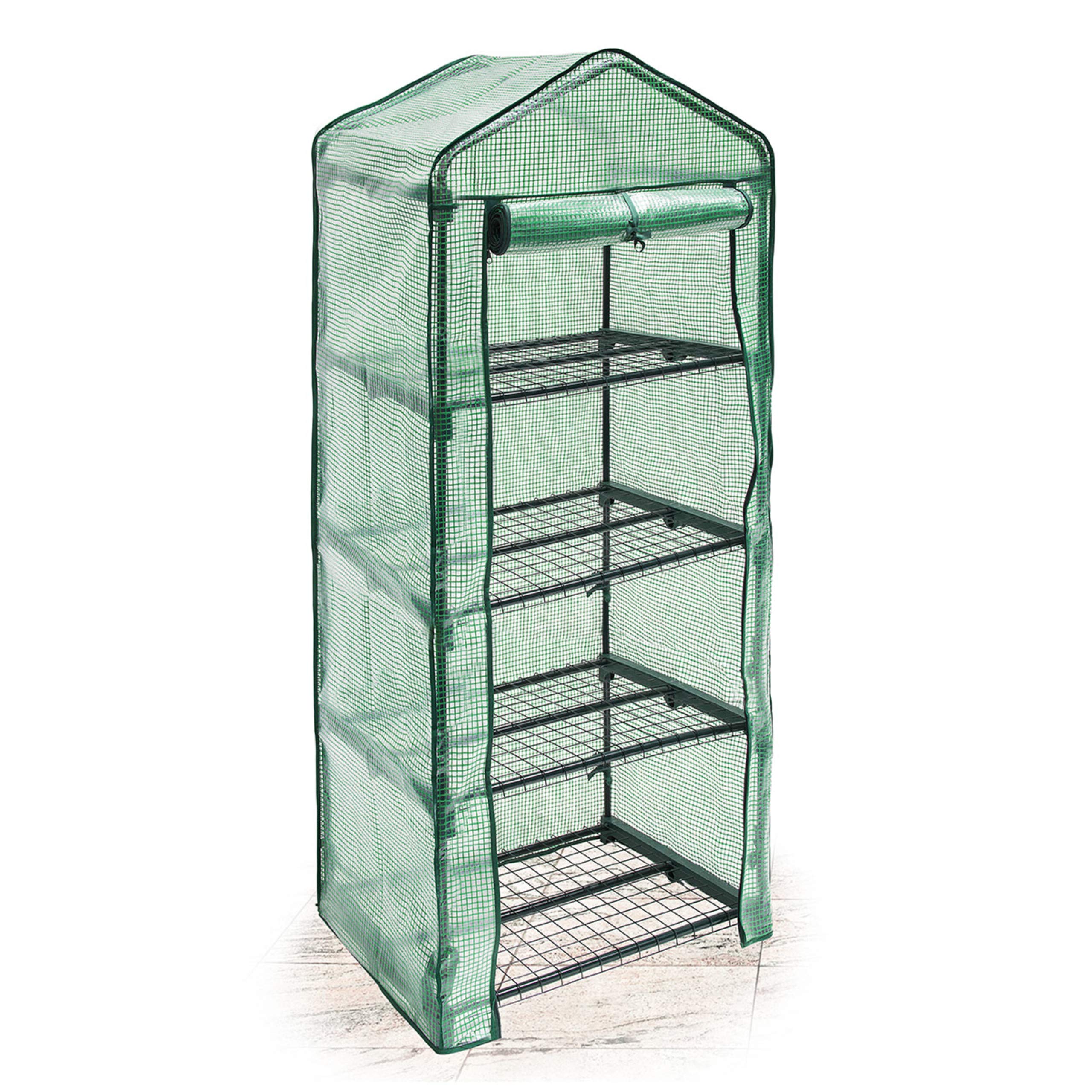 4-Tier Greenhouse Plant Stand - 60x46cm (23.6x18.1in) Heavy Duty Tear-Resistant Shelves for Indoor/Outdoor Gardening - Perfect for Seedlings, Herbs & Small Plants Growth Support