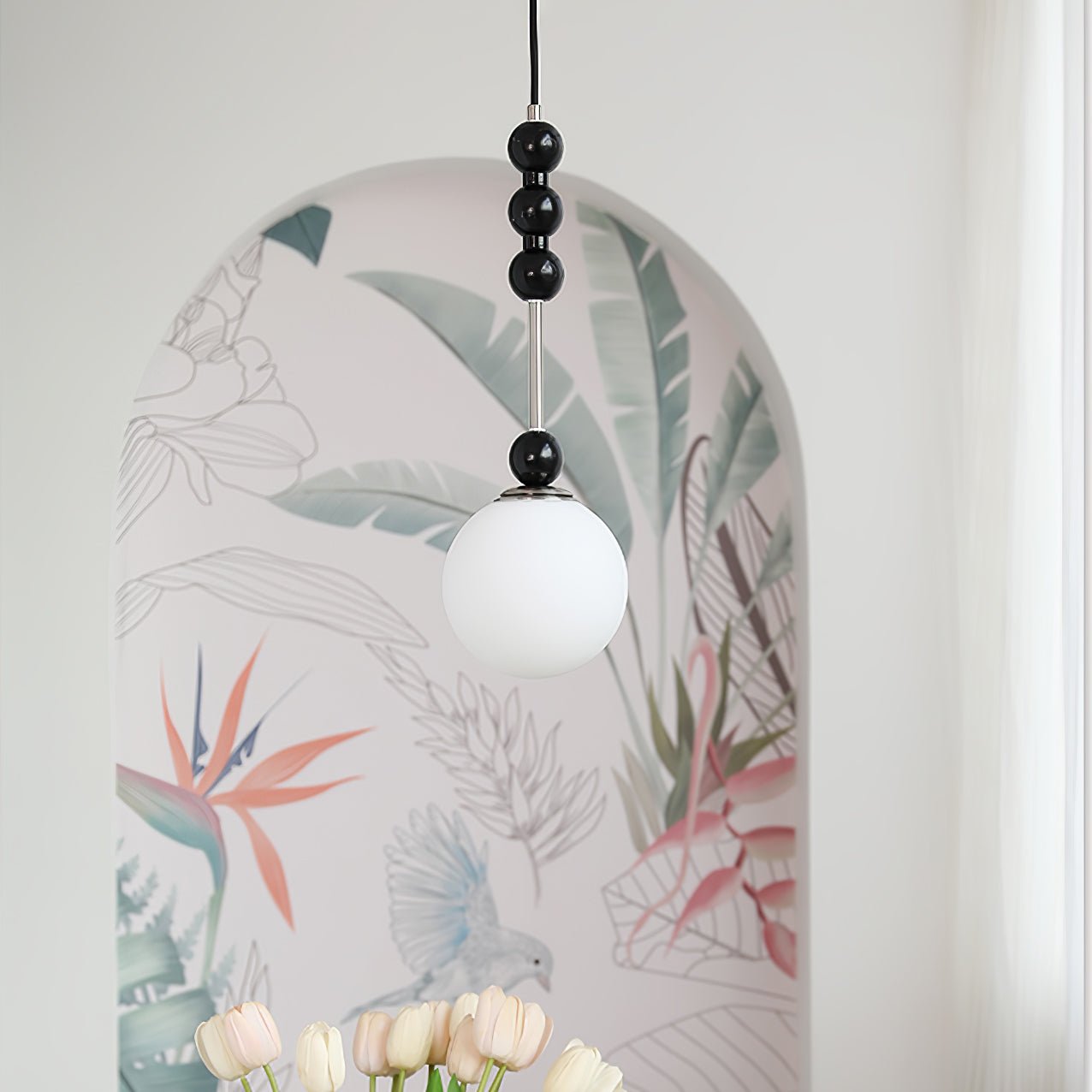 Modern Bola Pendant Lamp - Handmade Rattan Hanging Light Fixture for Living Room, Bedroom, or Dining Room Decor - Boho Chic Home Lighting for Indoor Spaces