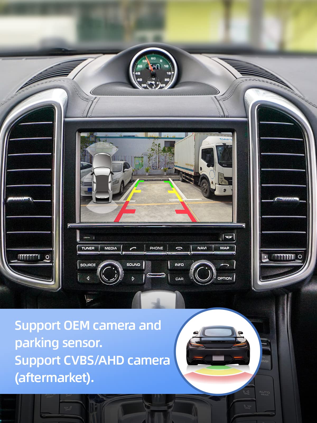 PCM 3.1 Wireless CarPlay & Android Auto Module for Porsche Panamera Cayenne Macan Cayman Boxster 911 718 - Supports Reverse Camera, Parking Sensor, Mirror Link & Steering Wheel Control - Perfect for Hands-Free Navigation & Entertainment While Driving