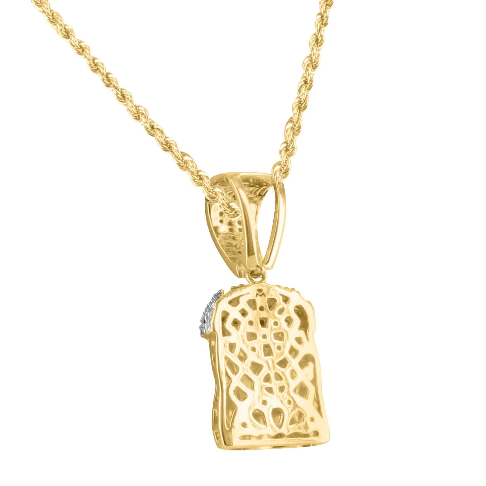 Men's Hip Hop Bling Two Tone Lab Diamond Jesus Head 3D Pendant Necklace - Perfect for Rappers, Streetwear Fashion & Gift Giving