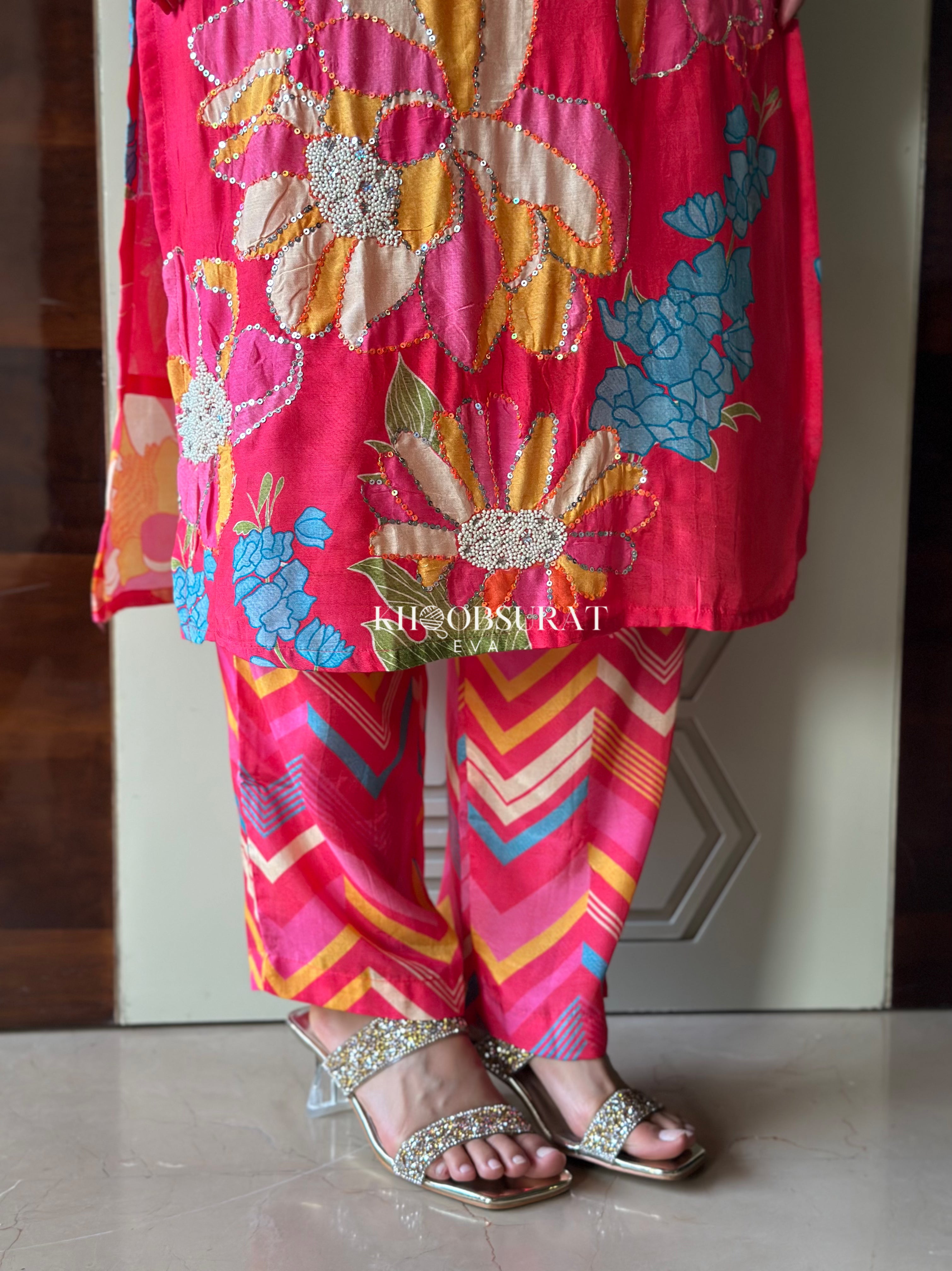 Stylish Pink Matching Outfit Set for Women - Trendy Festive Coordinated Loungewear for Parties, Holidays & Casual Wear