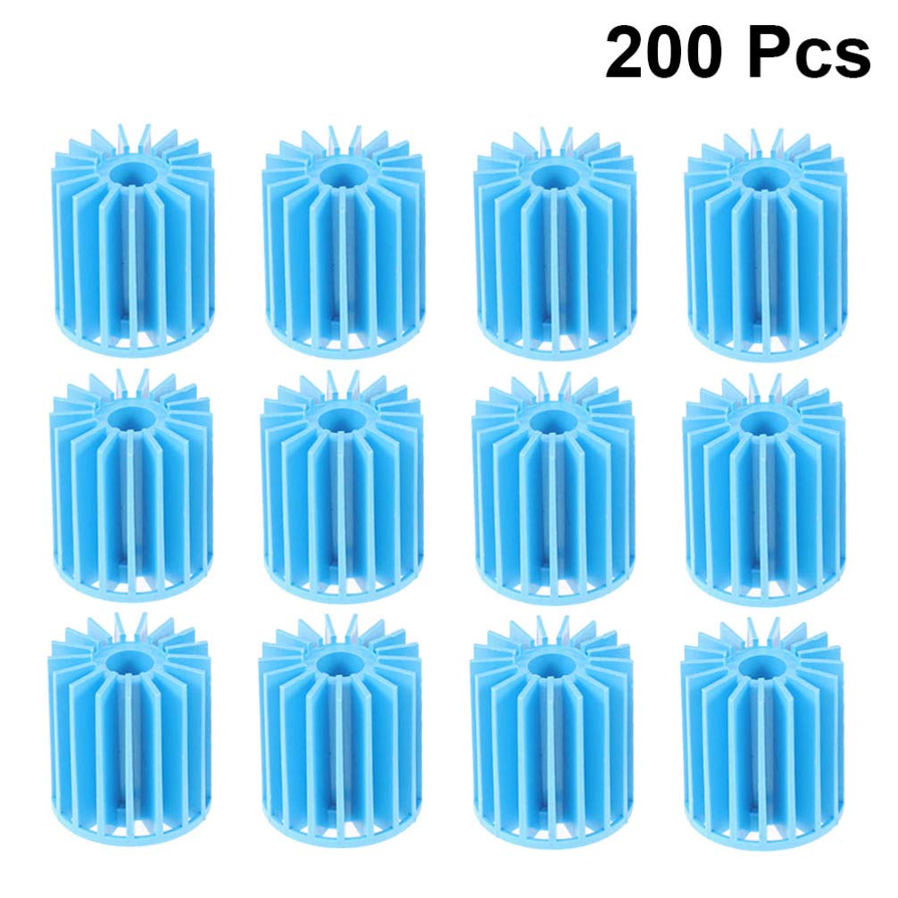 POPETPOP 200pcs Bio Balls for Aquarium - Premium Fish Tank Filter Media with Cotton Filter Material (Blue) - Ideal for Freshwater & Saltwater Tanks, Pond Filters, and Aquatic Ecosystems