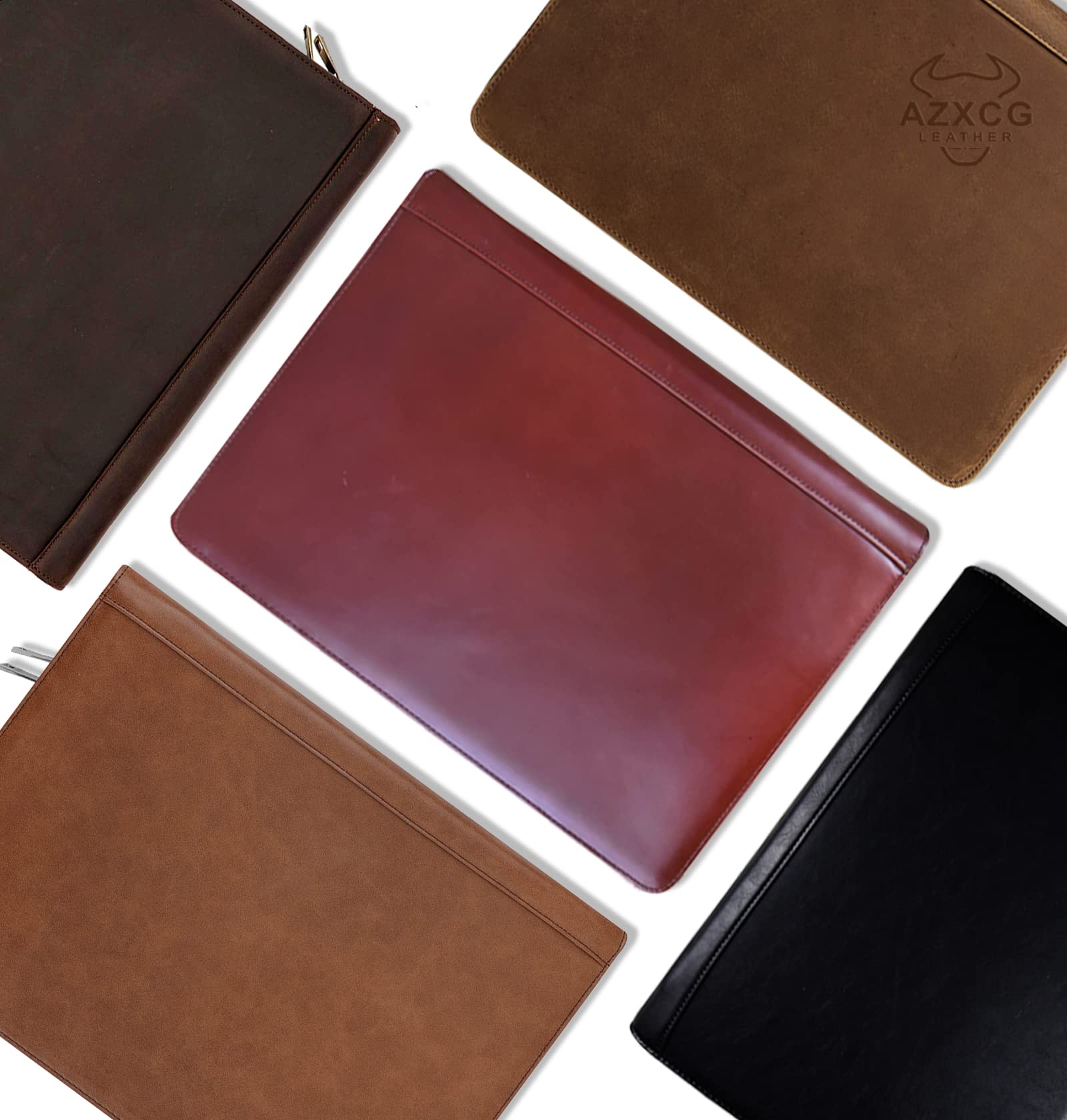 Personalized Leather Portfolio 3-Ring Binder with Zipper - Fits 13.3