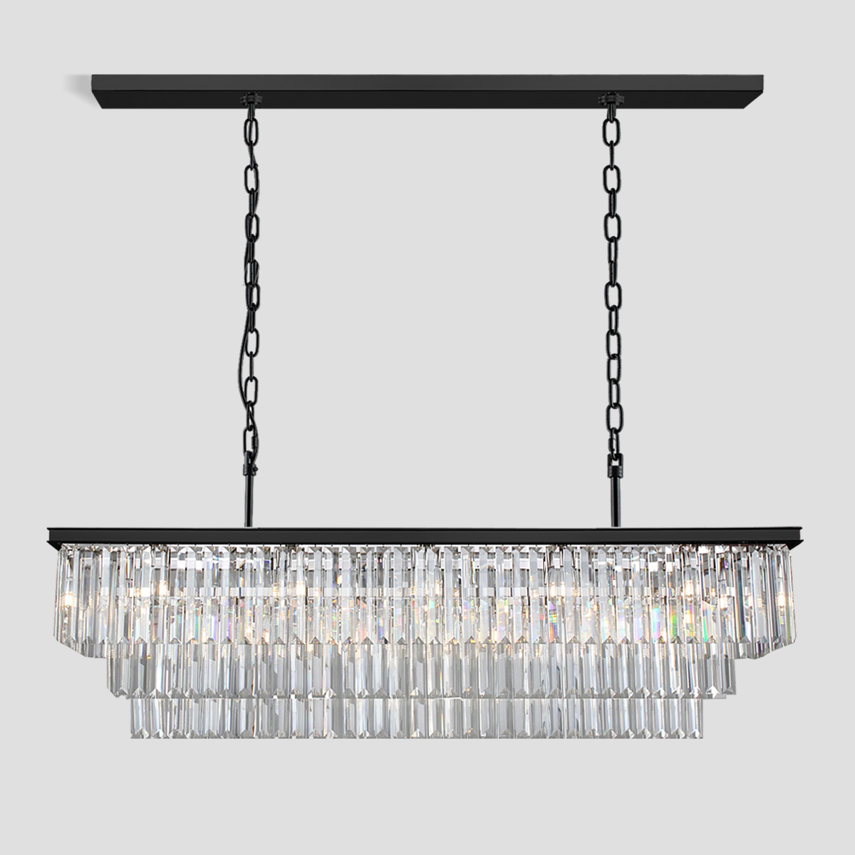 Falria 3-Tier Crystal Rectangular Chandelier - Modern Luxury Ceiling Light Fixture for Dining Room, Living Room & Bedroom | Elegant Home Decor Lighting