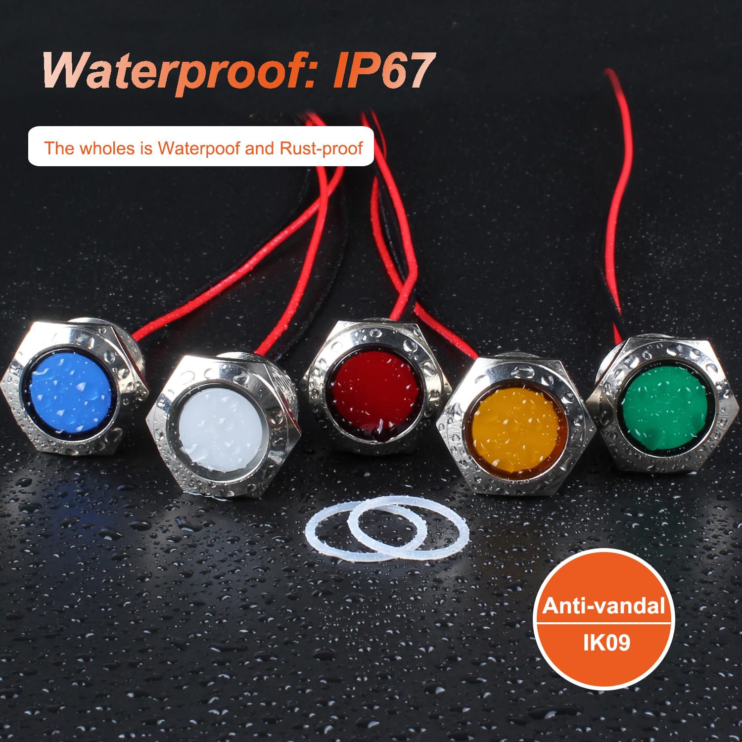 2PCS 19mm LED Metal Indicator Light - 3/4