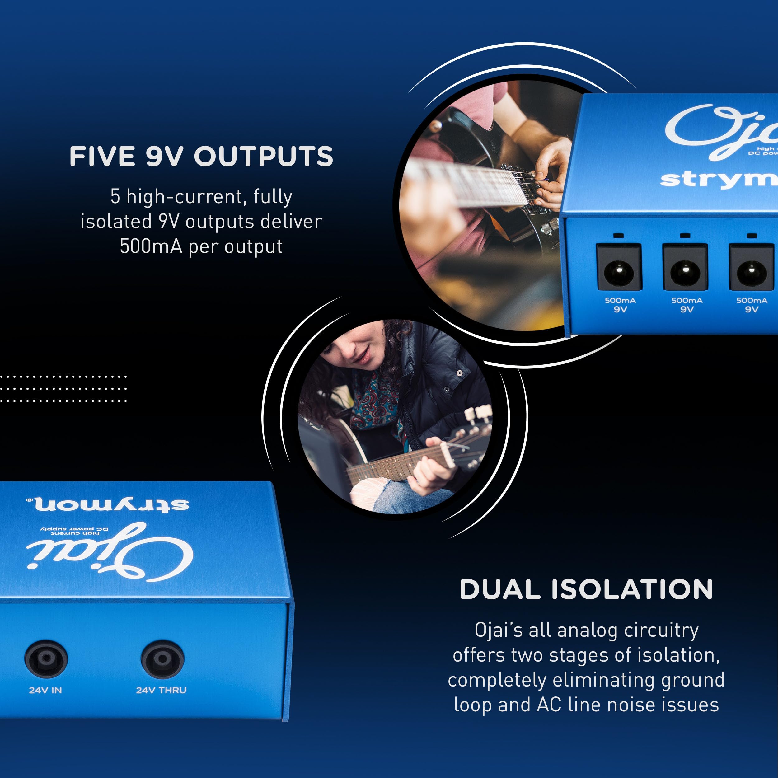 Strymon Ojai Guitar Effects Pedal Power Supply - 5 High-Current 500mA Outputs for Pedalboards | Expandable Design | Perfect for Live Performances & Studio Recording