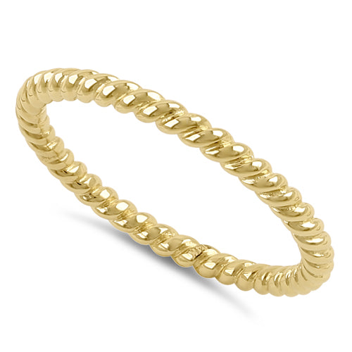 14K Solid Yellow Gold Stackable Rope Ring for Women - Dainty Minimalist Jewelry for Everyday Wear, Layering & Gift Giving