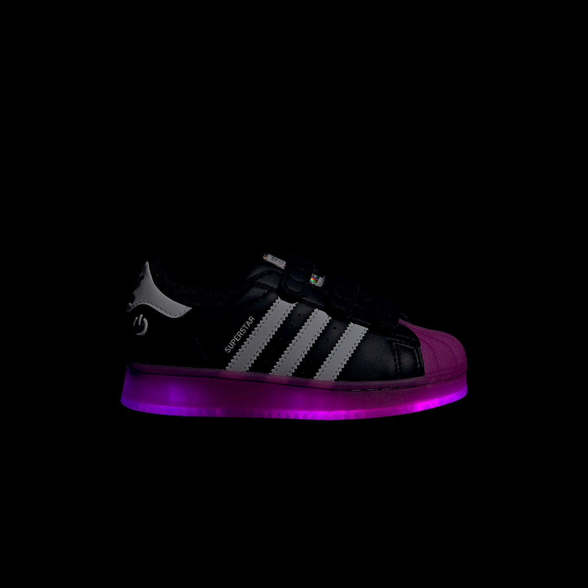 Kids Superstar LED Light Up Sneakers - Black | Light Up Shoes for Boys & Girls | Perfect for Parties, Halloween & Nighttime Safety