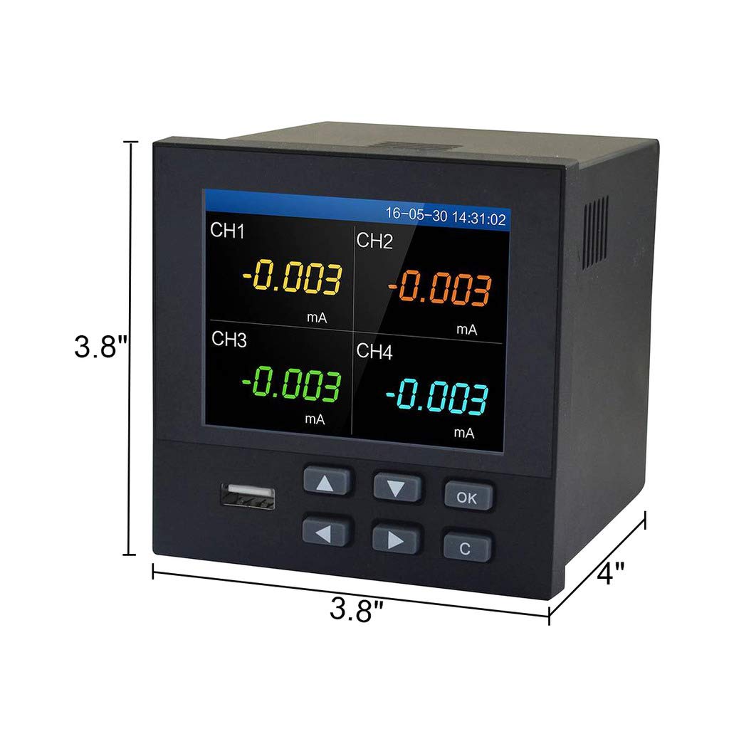 Rhegene 4-Channel Digital Paperless Recorder - Temperature Data Logger DV24 for Industrial Monitoring & Laboratory Use