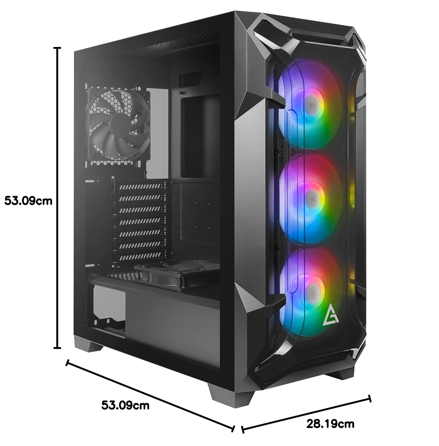 Antec Dark League DF600 Flux Mid-Tower ATX Gaming PC Case - 5 x 120mm ARGB Fans, PWM Controller, Tempered Glass Side Panel, USB 3.0 Ports - High Airflow Design for Gaming Rigs & Workstations - Perfect for Esports, Streaming & Content Creation