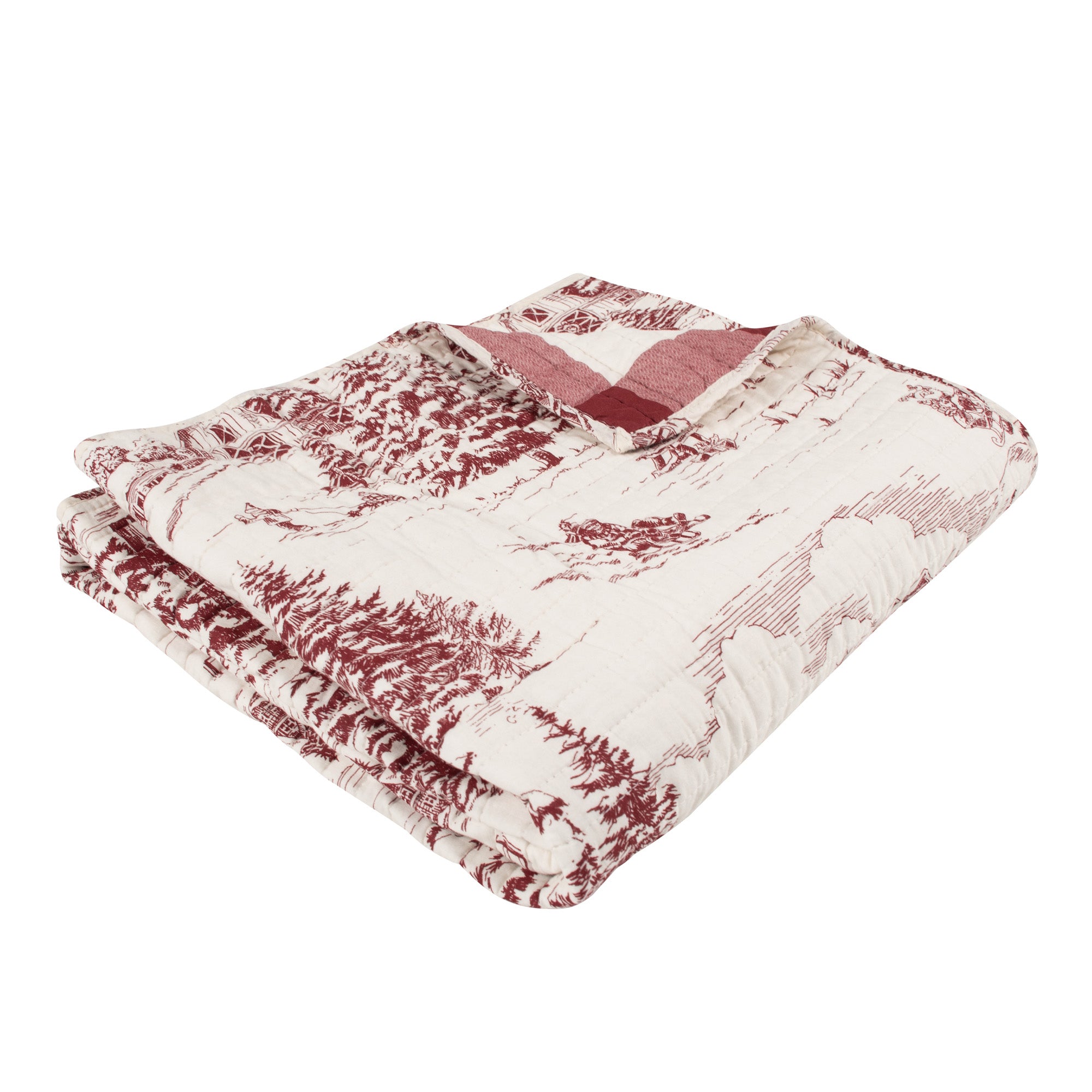 Cozy Winter Sleigh Ride Quilted Throw Blanket - Soft Warm Fleece Bedding for Couch, Sofa & Bed - Perfect for Christmas Decor, Holiday Gift & Home Comfort