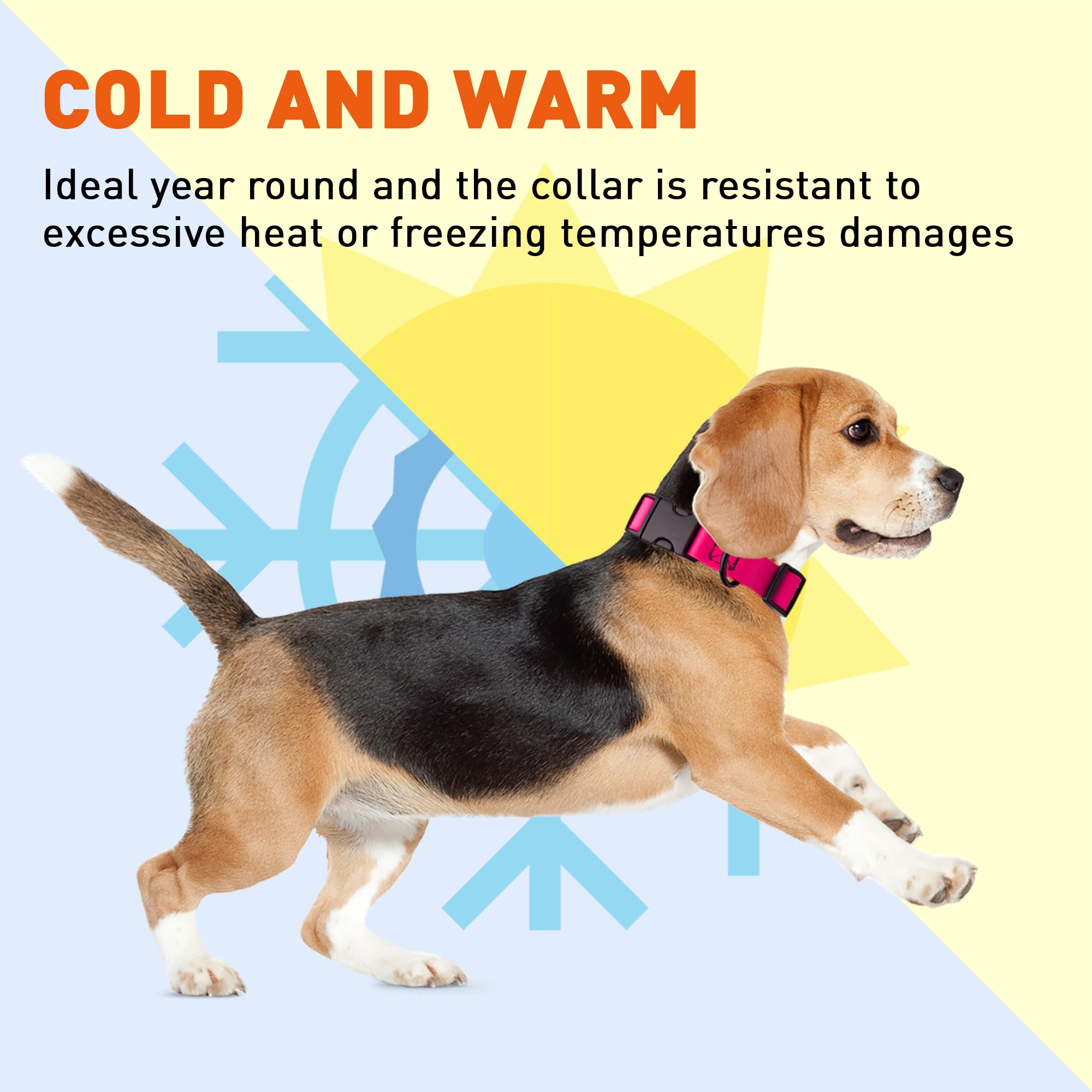 Waterproof Biothane Dog Collar with Quick Release Buckle - Odor-Proof & Easy Clean Nylon Webbing - Adjustable 15-23
