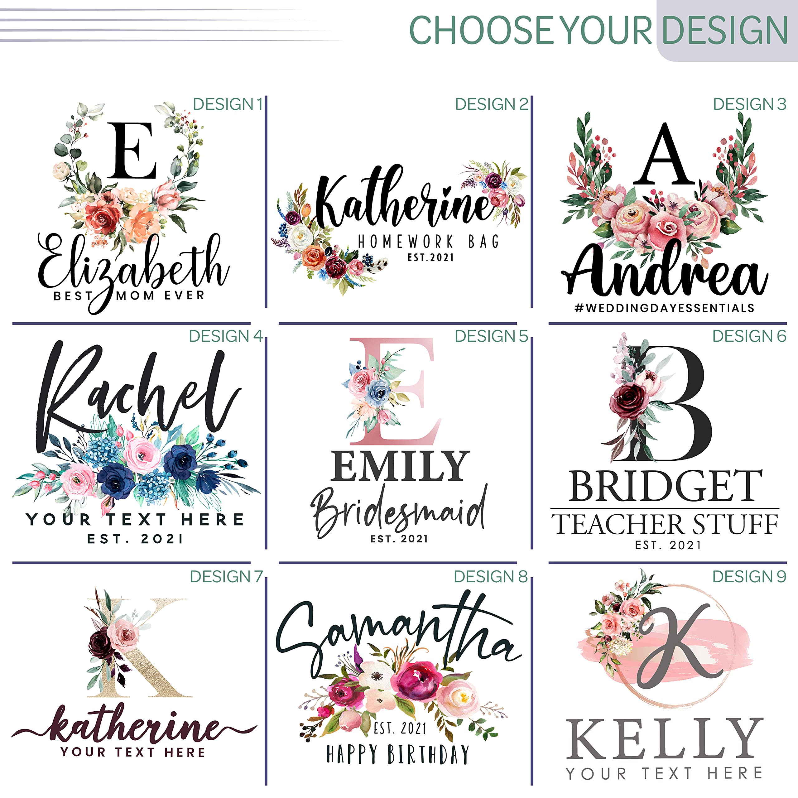 Custom Personalized Floral Tote Bags for Women - Monogrammed Beach Wedding Travel Work Shoulder Bag - Unique Bachelorette Bridal Shower Birthday Gift Idea - Perfect for Summer Outings, Grocery Shopping & Beach Vacations