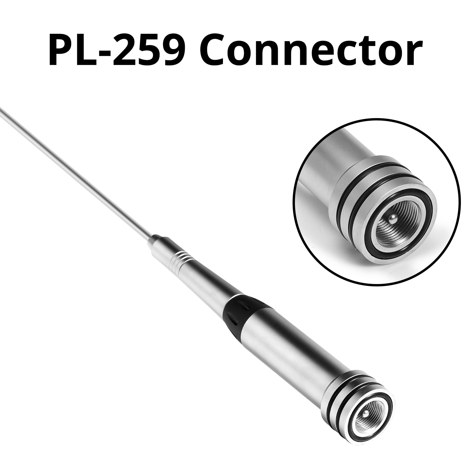 Radioddity UV-711 Whip Mobile Antenna - UHF VHF Dual Band High Gain Antenna with PL-259 Connector for Ham Radio, CB Radio & Emergency Communication | Car, Truck & Off-Road Vehicle Use
