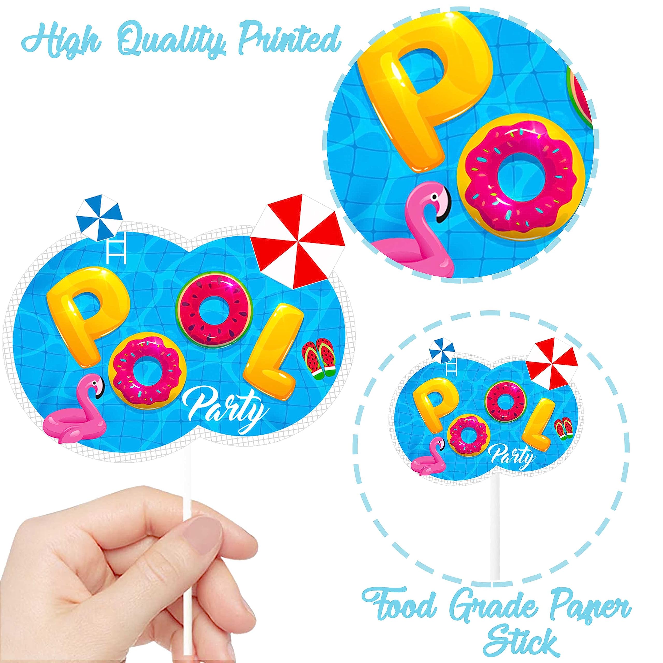 36pcs Summer Pool Cupcake Toppers Decorations - Tropical Beach Theme Party Supplies for Birthdays, Weddings, Baby Showers & Pool Parties - Perfect for Hawaiian Luau, Beach Bash & Summer Celebrations