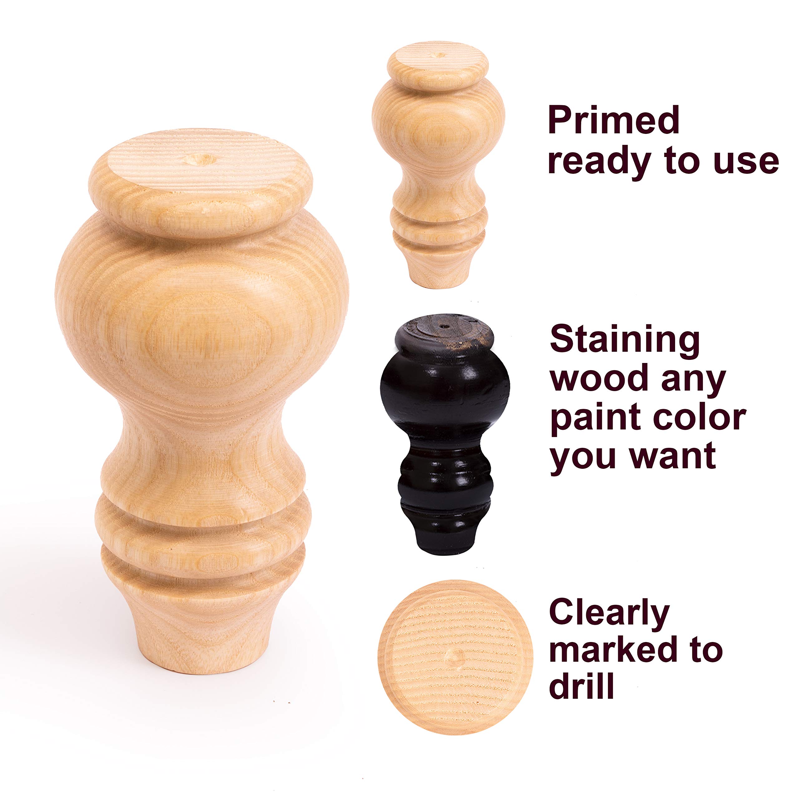 Decorluxes Wooden Legs for Kallax & More - Set of 4 Short Table & Dresser Legs in Gold & Natural Finish with Mounting Plates | Perfect for IKEA Kallax, Expedit, Dressers, TV Stands & DIY Furniture Projects