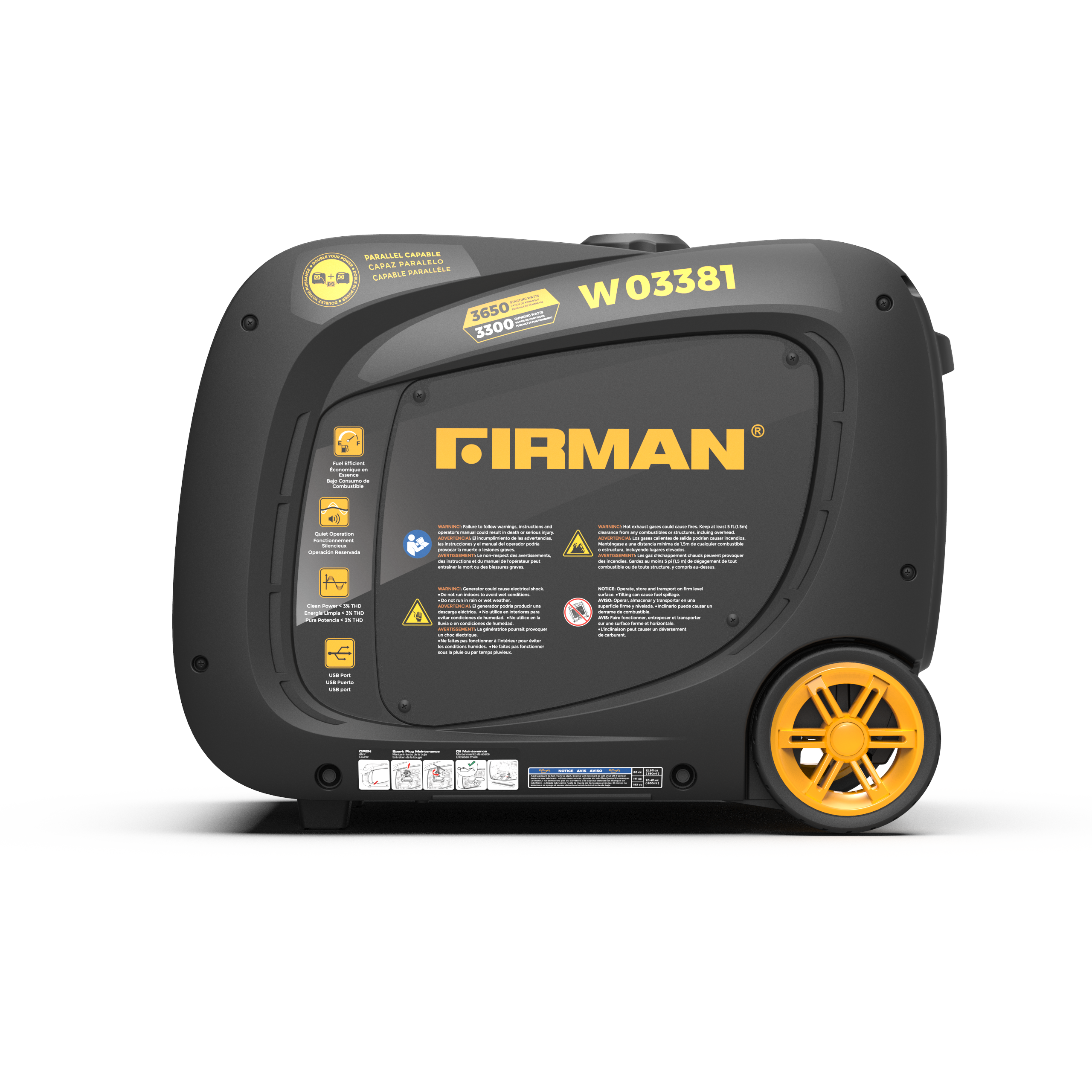 3650W Portable Inverter Generator with Recoil Start - Quiet, Reliable Power for Camping, RV Trips & Emergency Backup