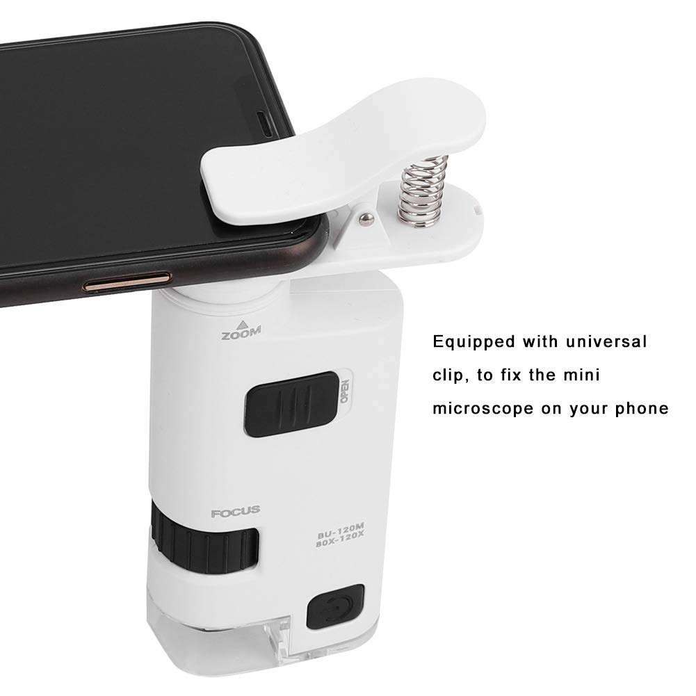 80-120X Adjustable Zoom LED Phone Microscope Lens - Magnifier Clamp for Smartphones | Perfect for Science Experiments, Coin & Stamp Collecting, Jewelry Inspection & DIY Projects