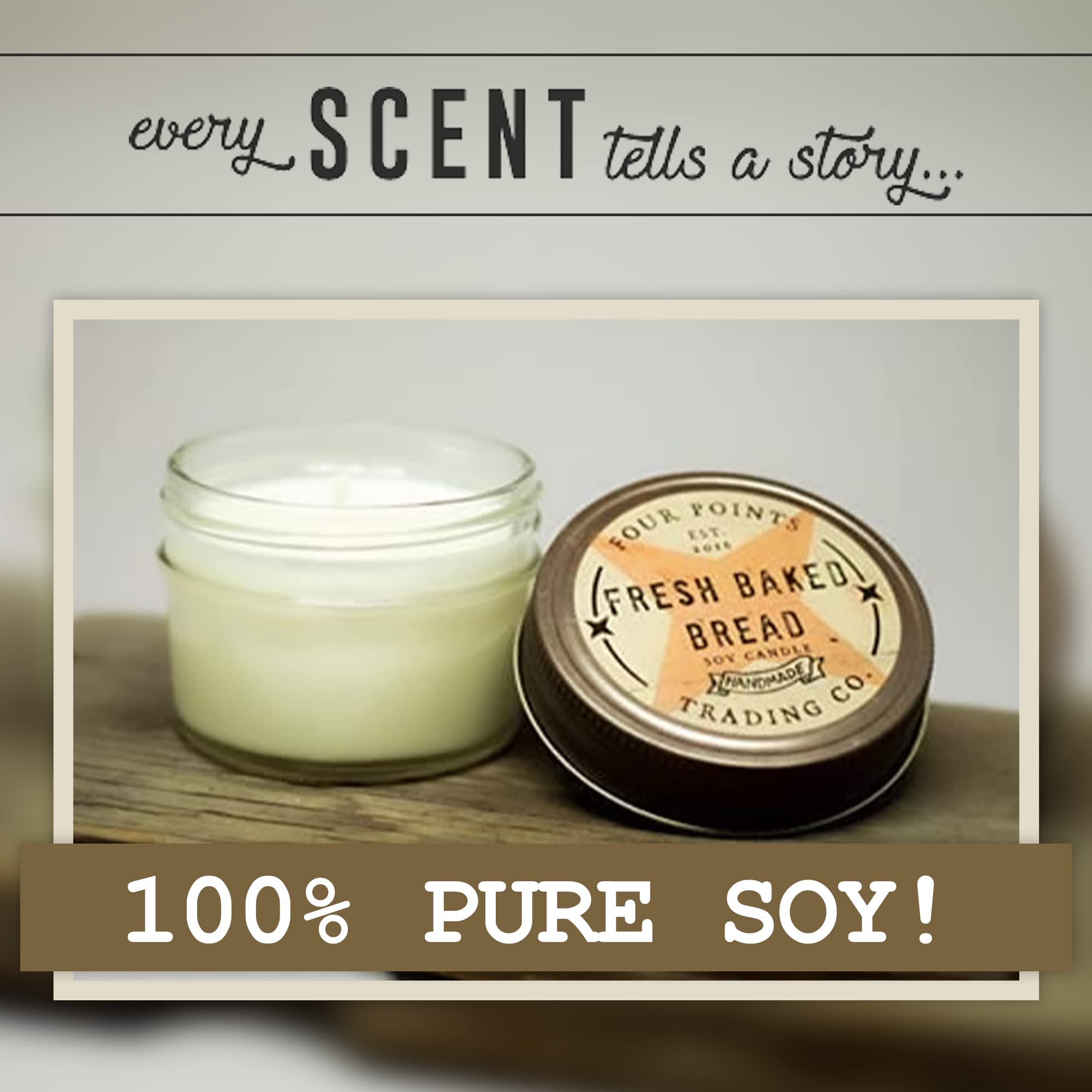 Handmade Soy Wax Candle - Fresh Baked Bread Scent - 4oz Jar Candle for Aromatherapy, Relaxation & Home Decor | Perfect Gift for Birthdays, Weddings, Mothers Day, Teachers & Housewarming | Creates Cozy Atmosphere for Kitchens, Living Rooms & Bedrooms