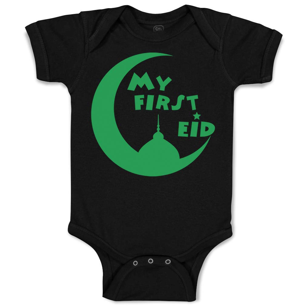 Custom Baby Bodysuit - My First Eid Arabic Funny Cotton Outfit for Boys & Girls | Soft & Comfortable Newborn Clothes for Eid Celebrations, Family Photos & Special Occasions