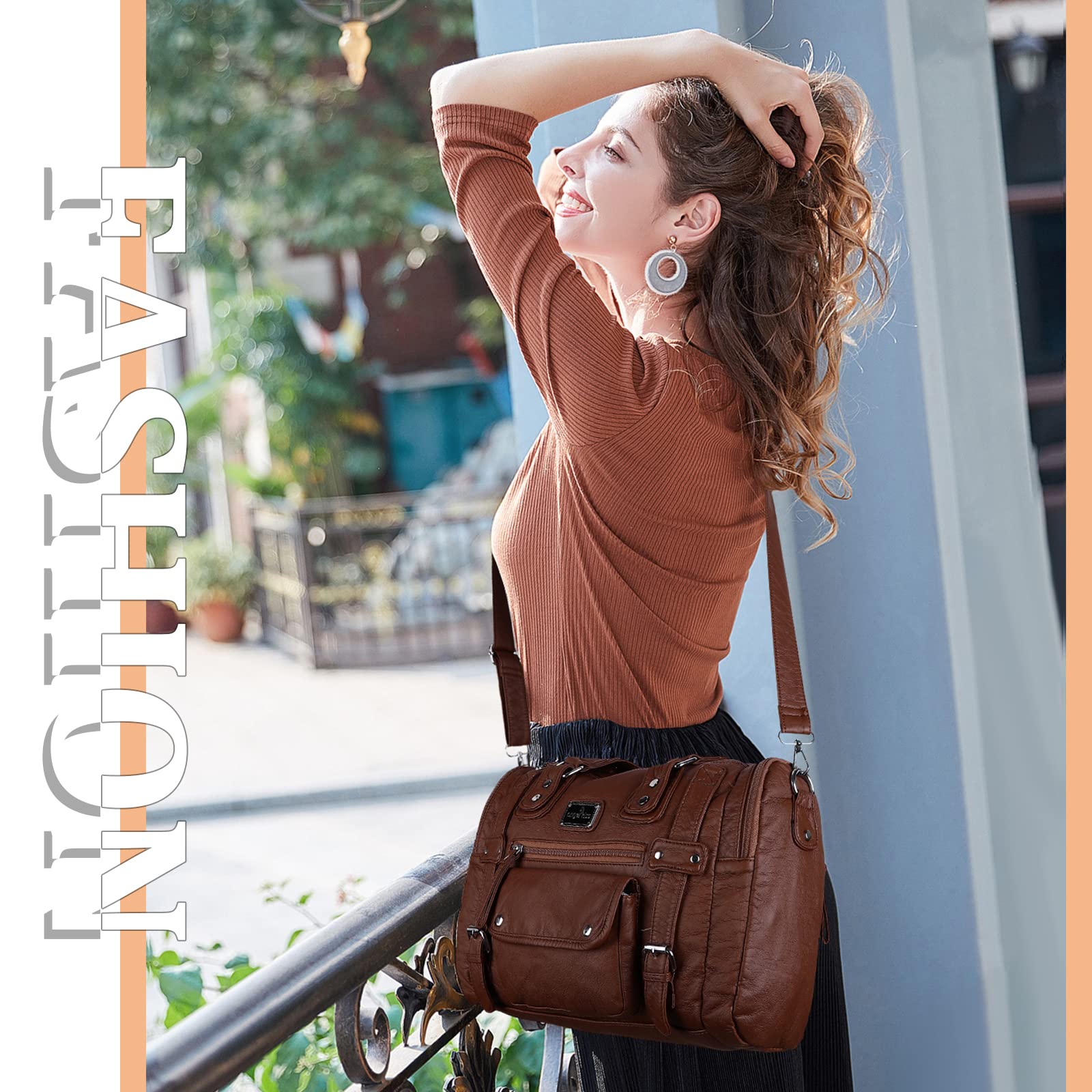 Angelkiss Women's Soft Leather Handbags - Hobo, Satchel, Shoulder & Tote Bags for Work, Travel & Everyday Use | Crossbody Purse & Fashion Accessories