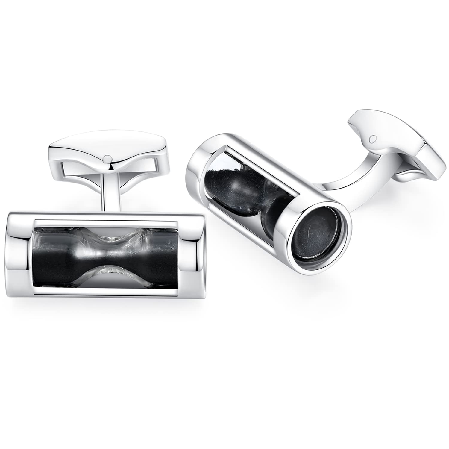 Honey Bear Hourglass Sand Timer Cufflinks for Men - Stainless Steel Wedding Gift for Grooms, Best Man & Formal Occasions